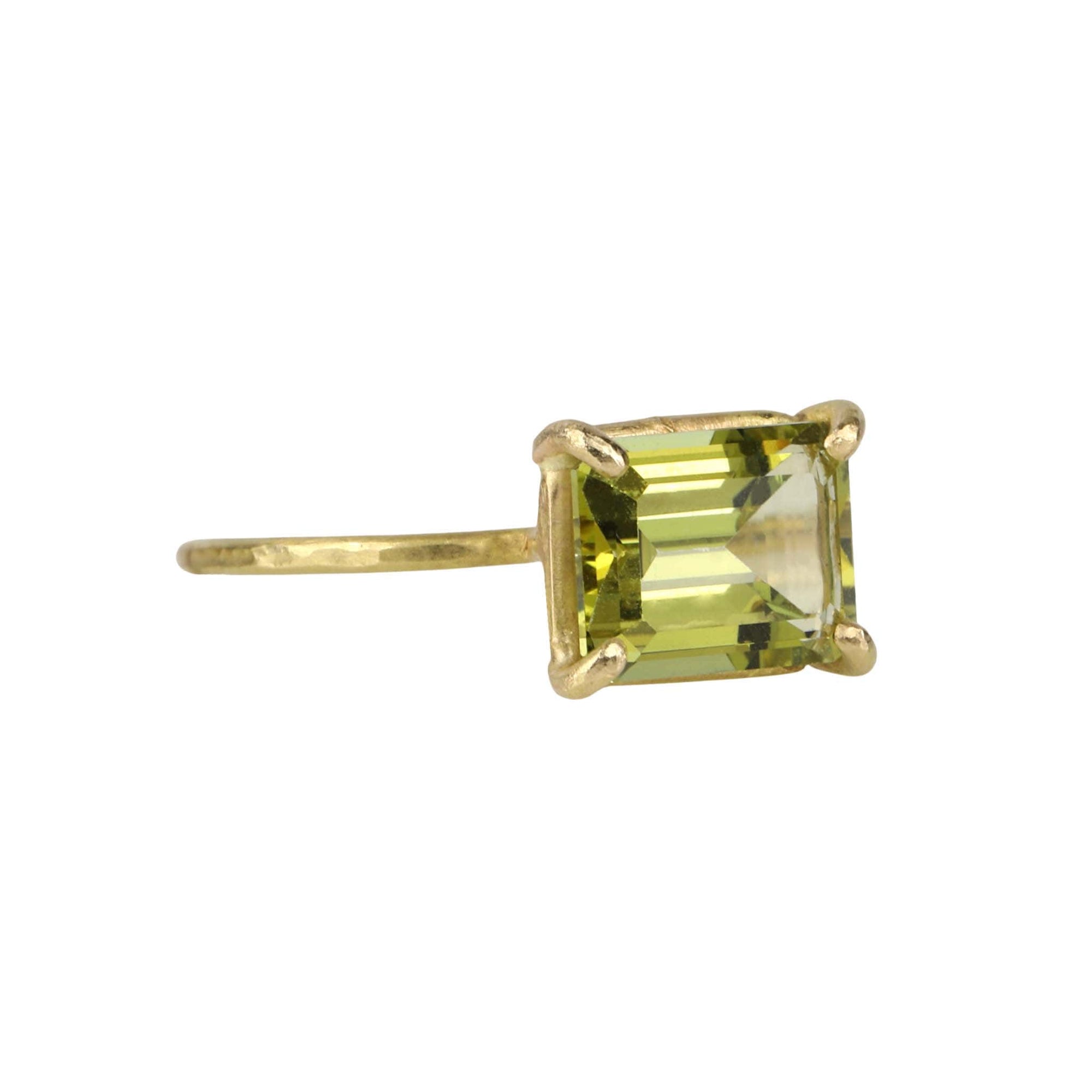 Rosanne Pugliese 18 Karat Yellow Gold Prong-Set Emerald Cut Citrine &quot;Mini Gem&quot; Ring