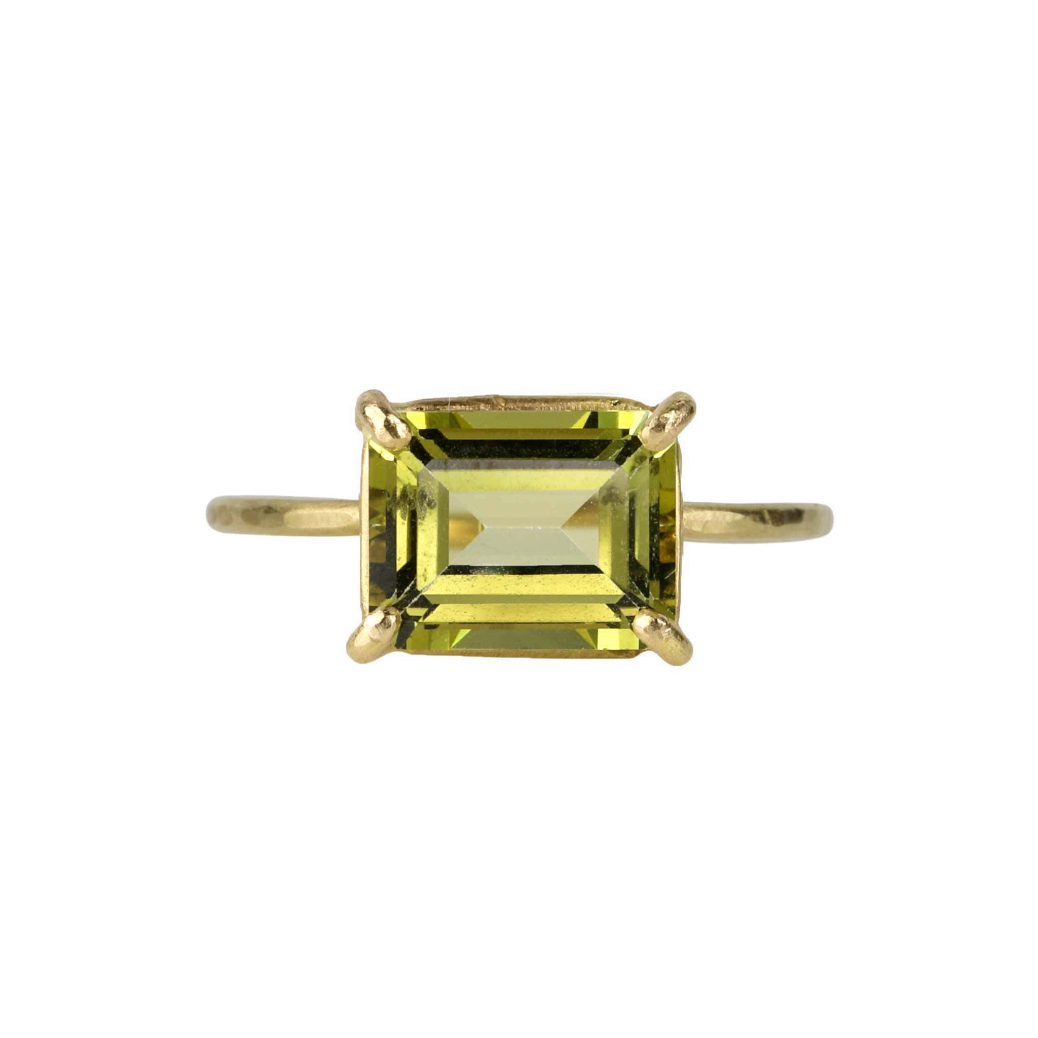 Rosanne Pugliese 18 Karat Yellow Gold Prong-Set Emerald Cut Citrine &quot;Mini Gem&quot; Ring