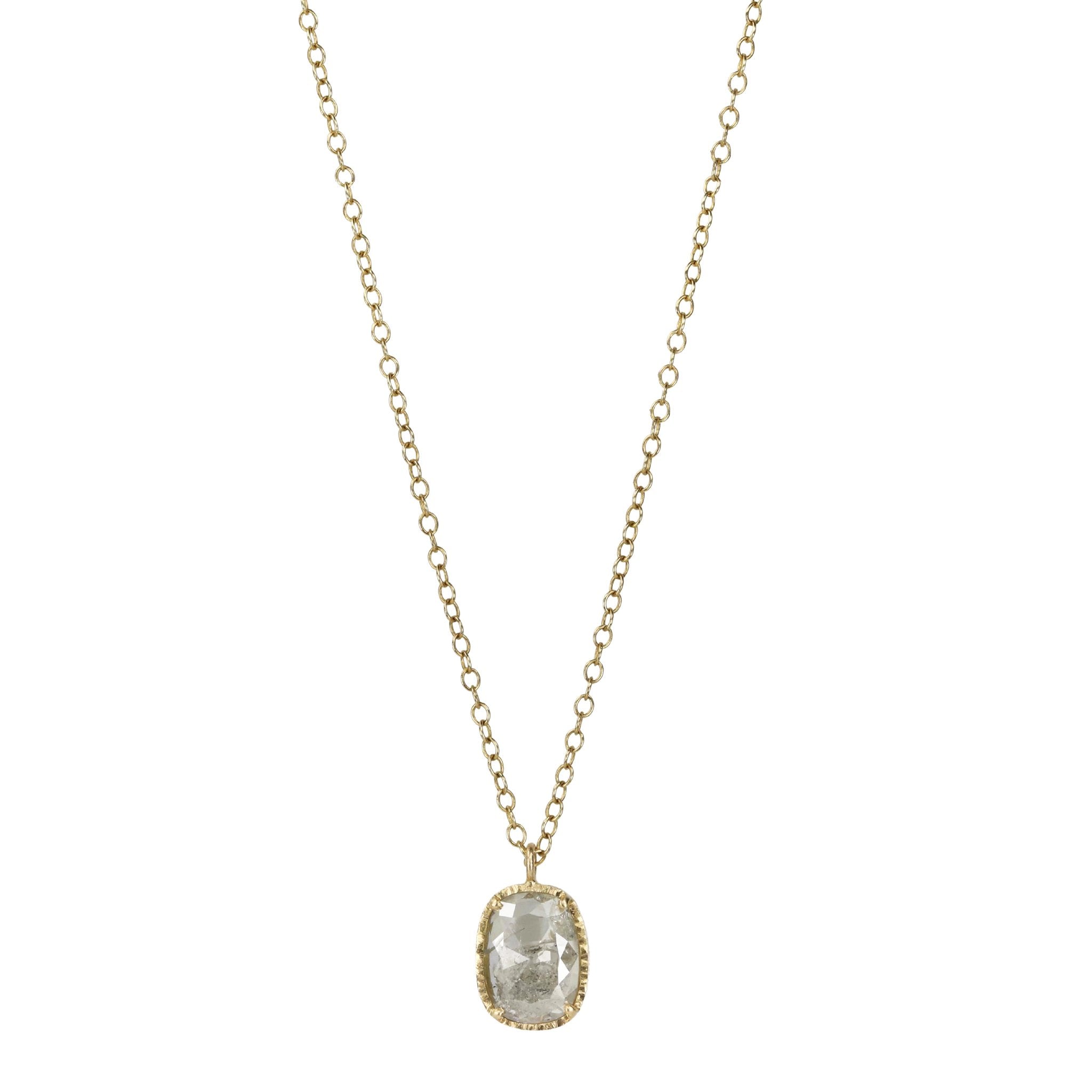 Yasuko Azuma 18K Gold Rosecut Rectangle Grey Diamond Necklace