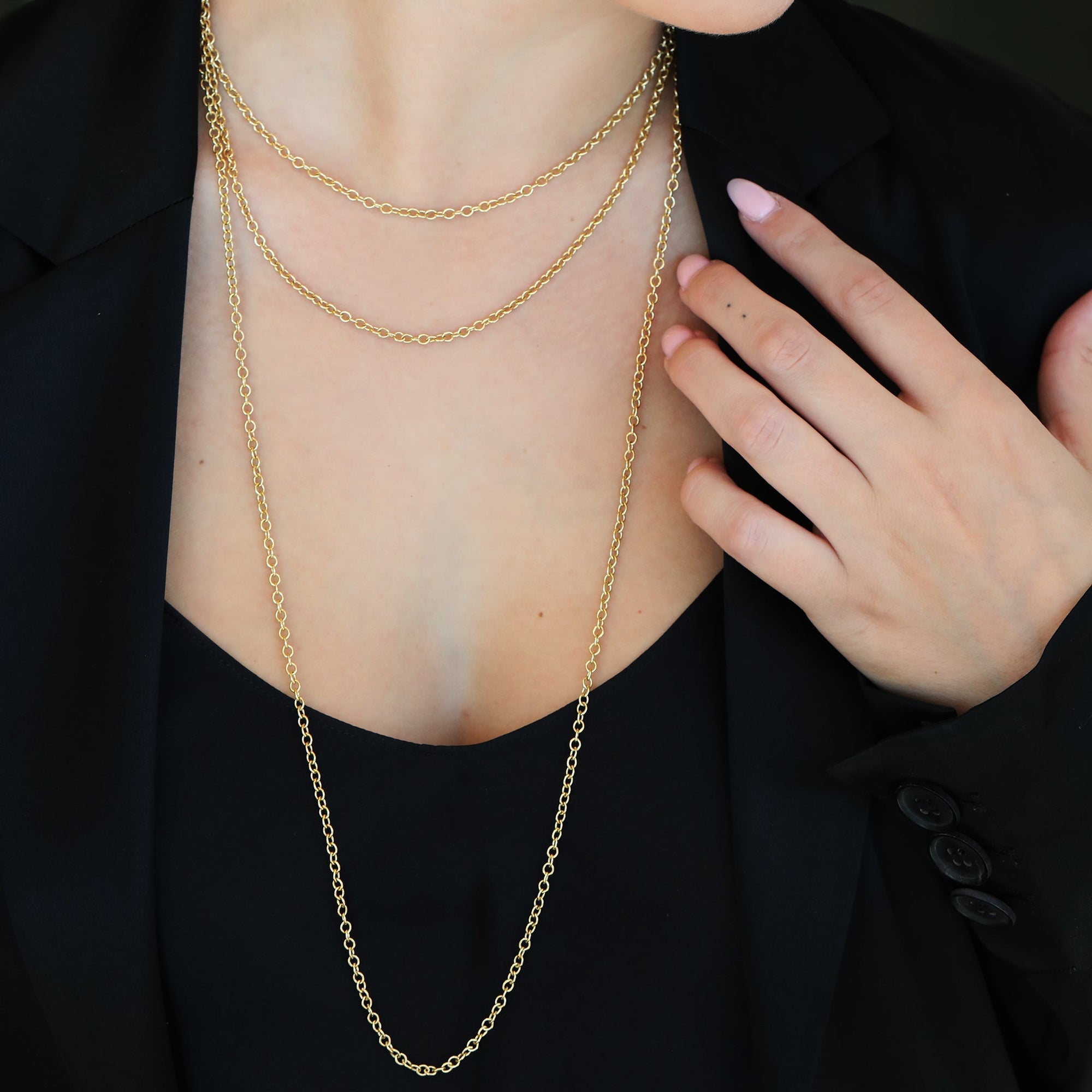 18K Gold &quot;Airy&quot; Cable Chain in 18&quot; - Peridot Fine Jewelry - Caroline Ellen