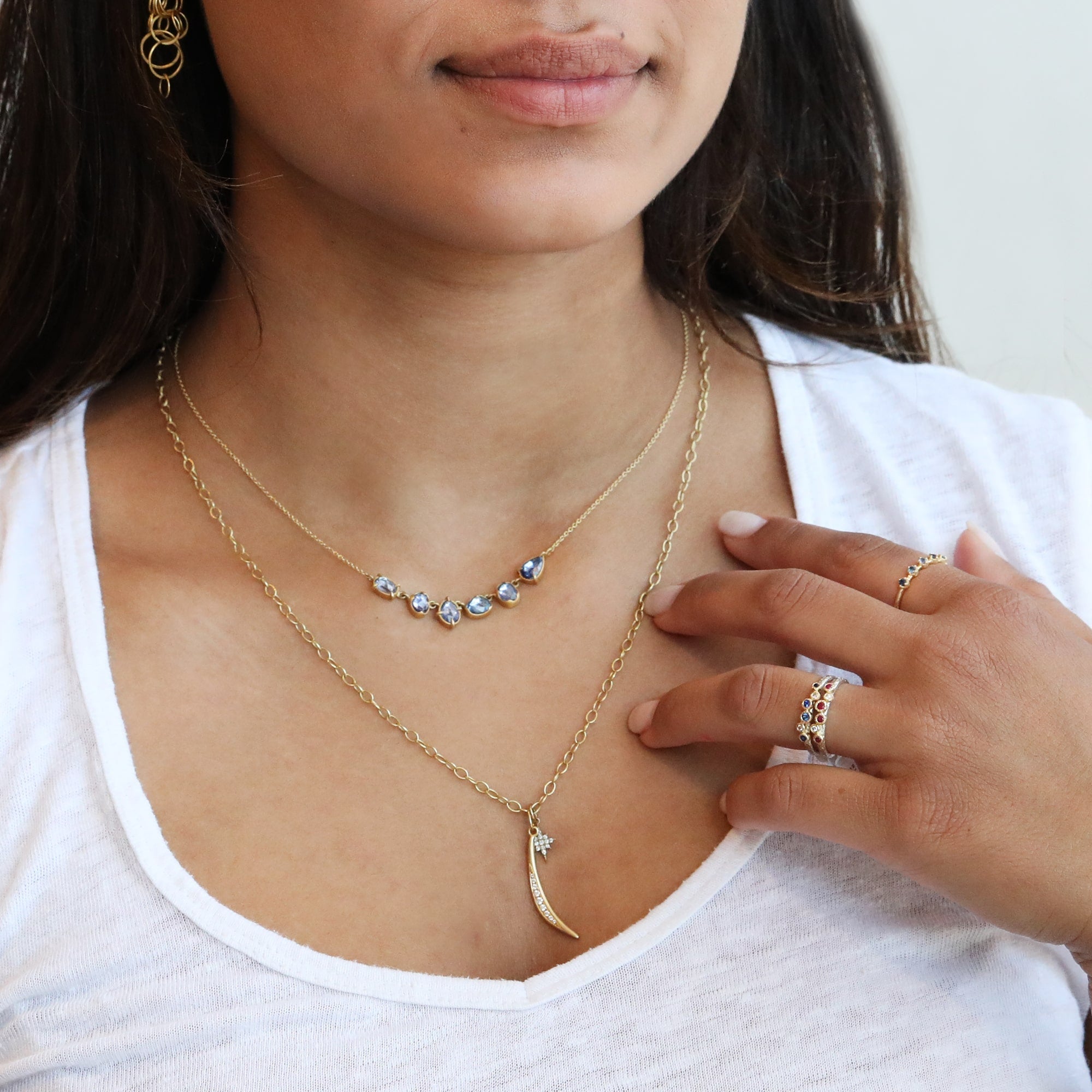 Anne Sportun Gold and Diamond &quot;Crescent Flow&quot; Charm