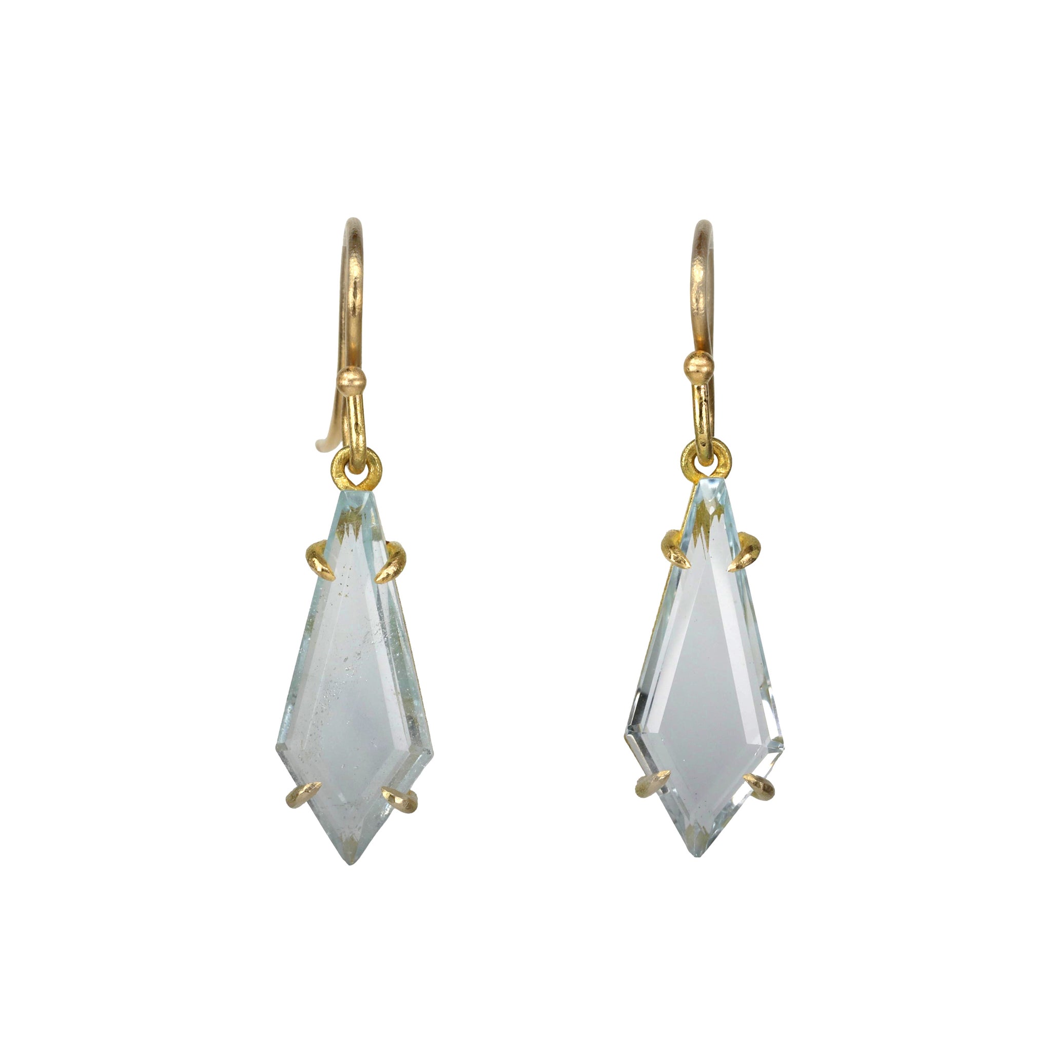 18K Gold and Pale Blue Topaz Geometric Earrings - Peridot Fine Jewelry - Rosanne Pugliese