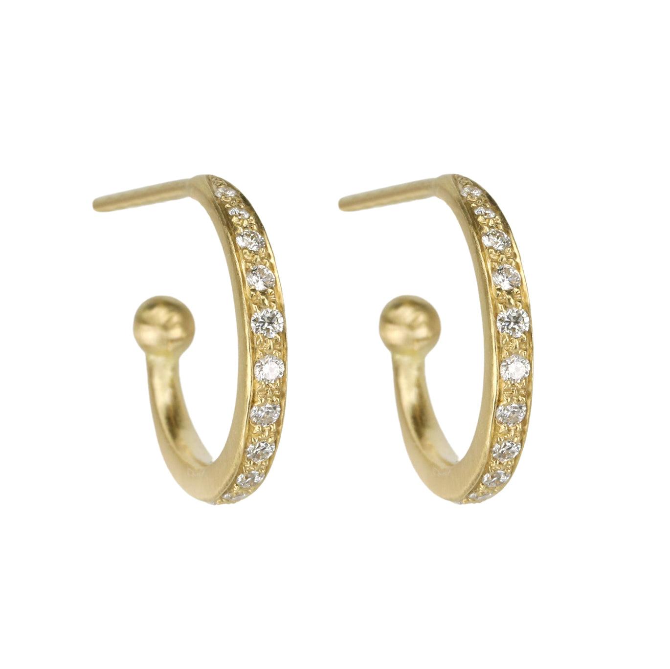 Caroline Ellen Gold and Pave Diamond Medium Hoop Earrings