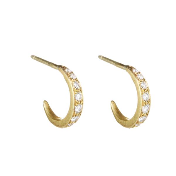 Caroline Ellen Small Gold and Pave Diamond Hoop Earrings