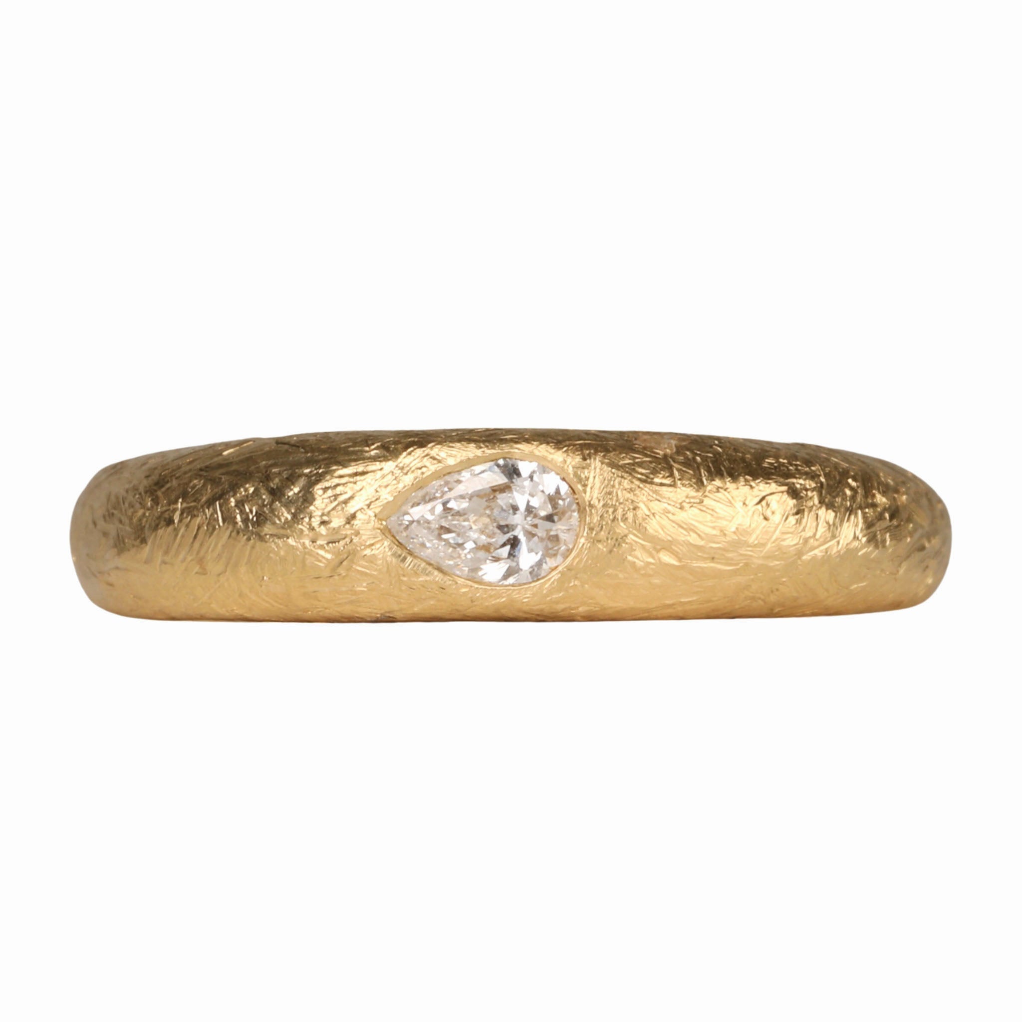 18K Gold &quot;Boulder Bombe&quot; Ring Featuring Pear-Shaped Diamond - Peridot Fine Jewelry - Anne Sportun