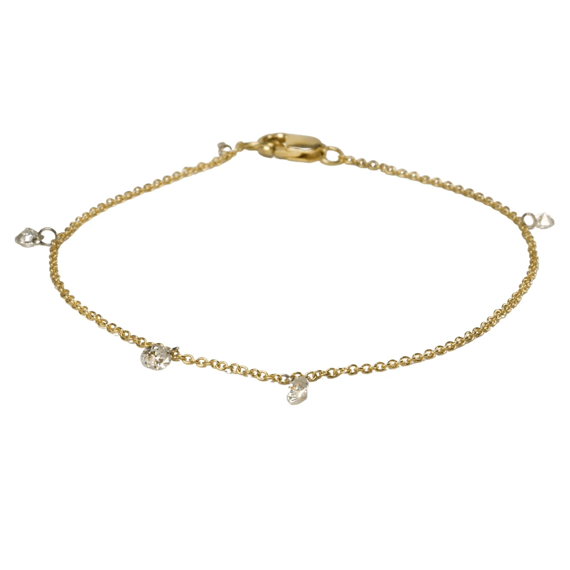 18K Gold Chain Bracelet with Four Free-Set Pear-Shaped Diamonds - Peridot Fine Jewelry - TAP by Todd Pownell