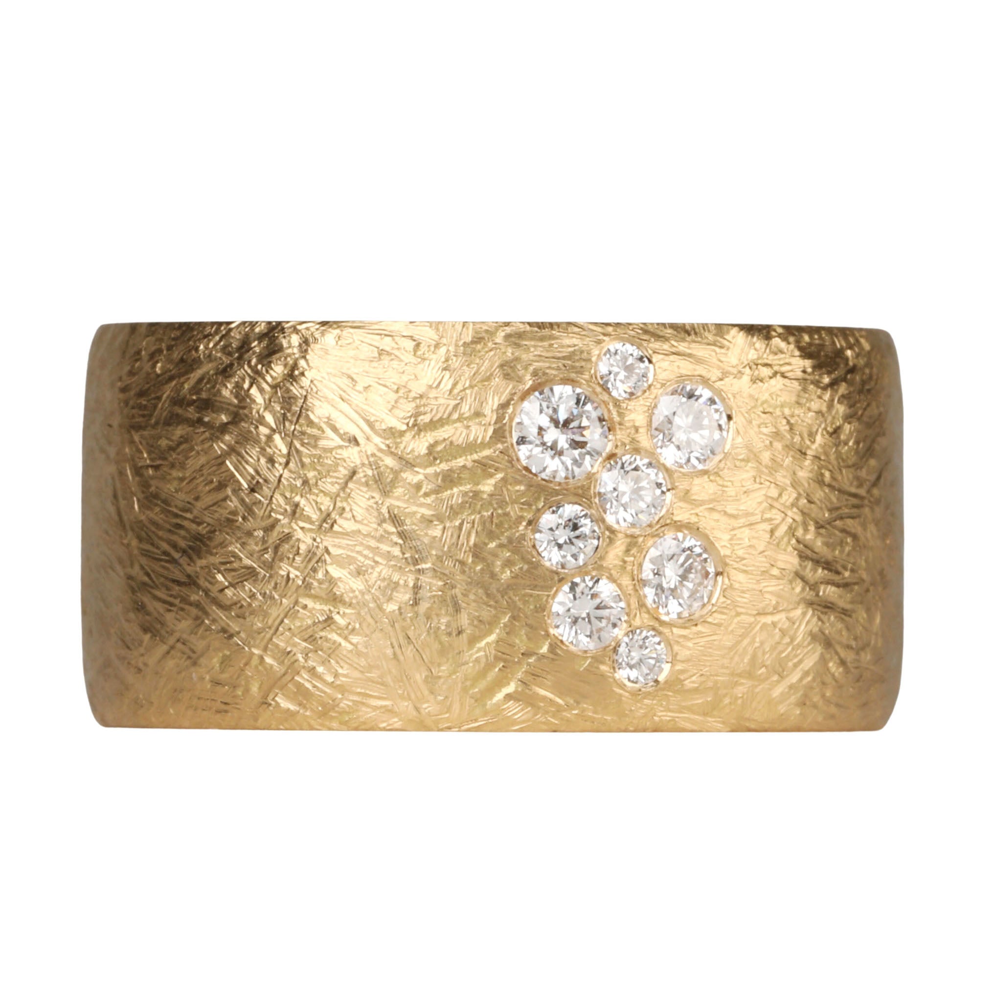 18K Gold Cigar Band with Diamond Inlay &quot;Constellation&quot; Motif - Peridot Fine Jewelry - Anne Sportun