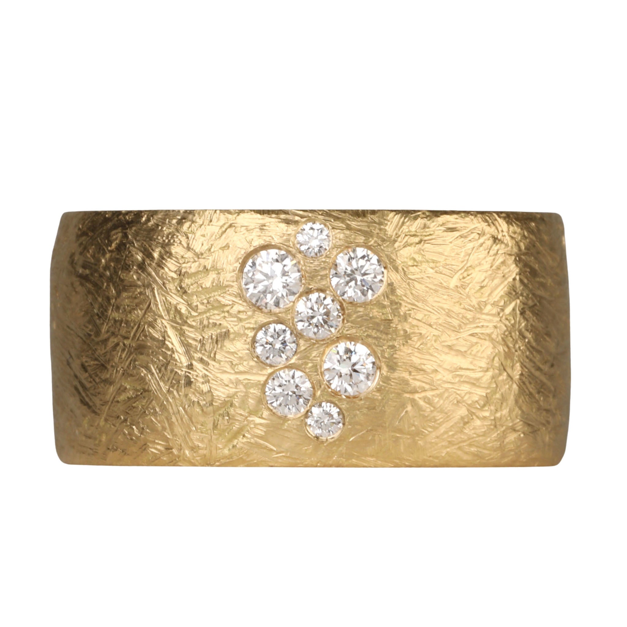 18K Gold Cigar Band with Diamond Inlay &quot;Constellation&quot; Motif - Peridot Fine Jewelry - Anne Sportun