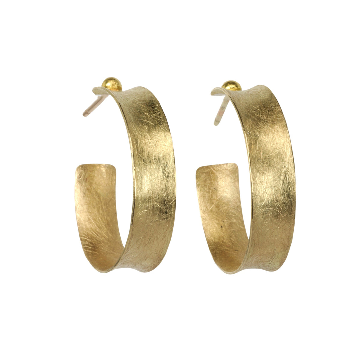 18K Gold Concave Thin Hoop Earrings - Peridot Fine Jewelry - Petra Class