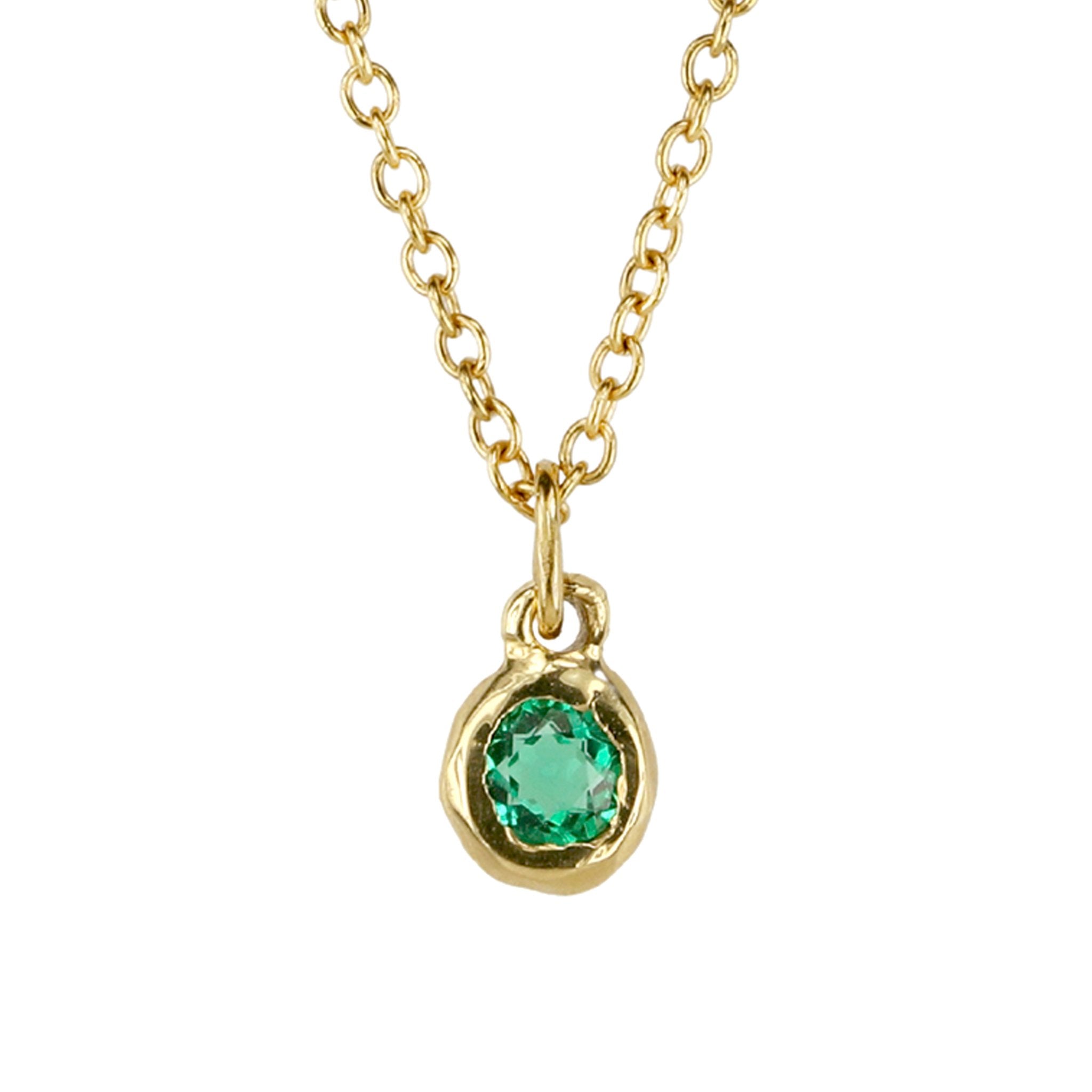 18K Gold Emerald Charm