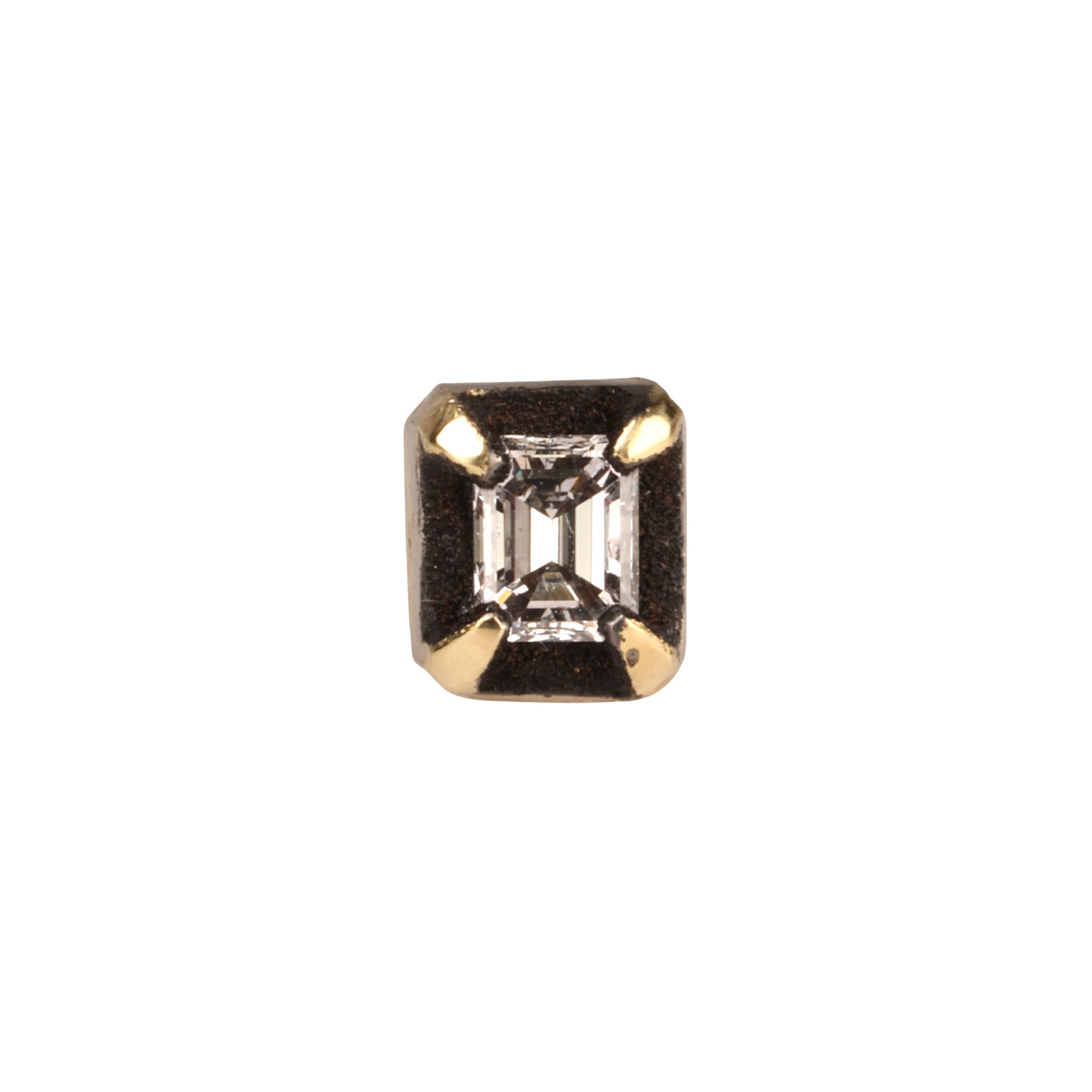 18K Gold Emerald-Cut Diamond Stud with Blackened 14K White Gold Halo - Peridot Fine Jewelry - TAP by Todd Pownell