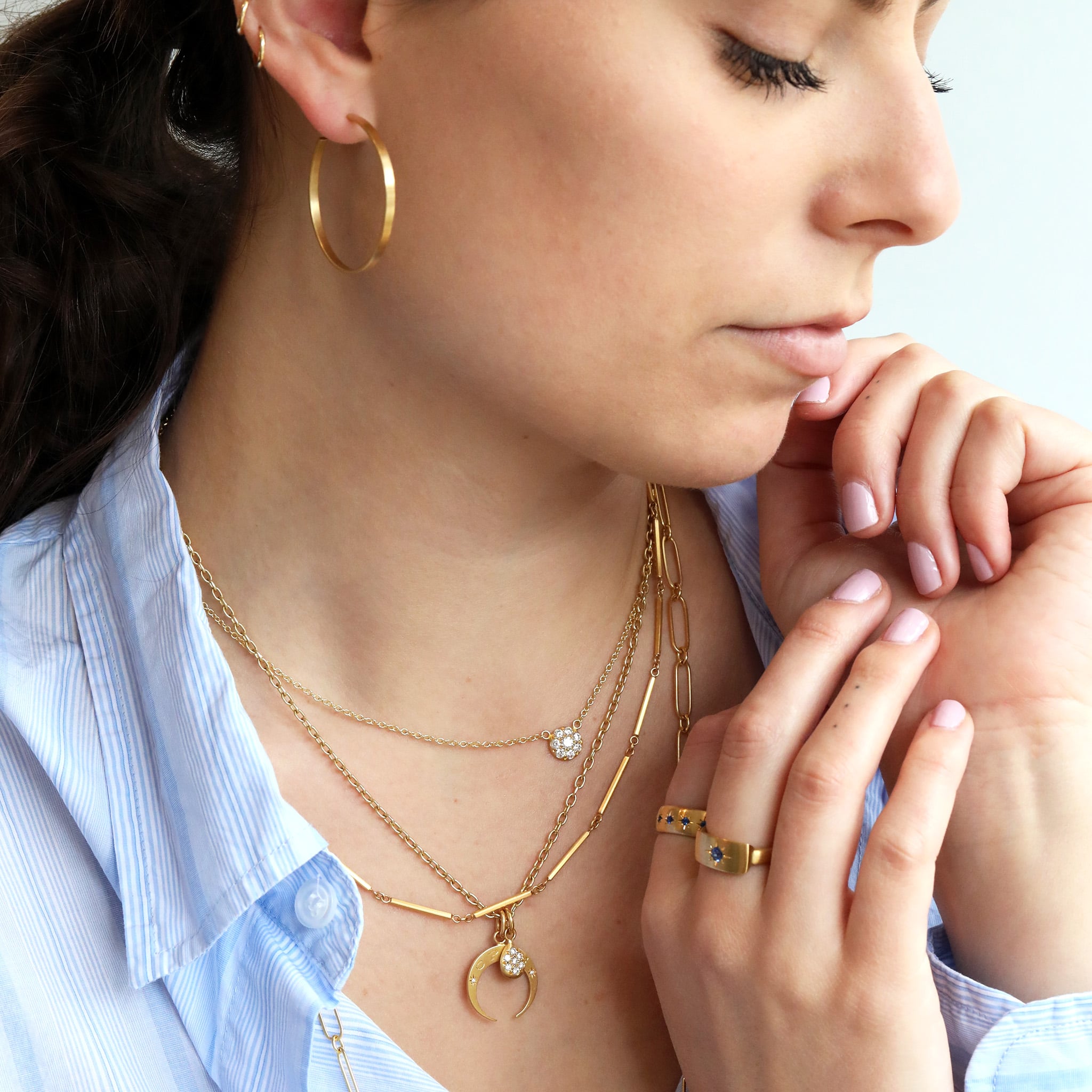 18K Gold &quot;Flat Profile&quot; Handmade Hoops - Peridot Fine Jewelry - Caroline Ellen