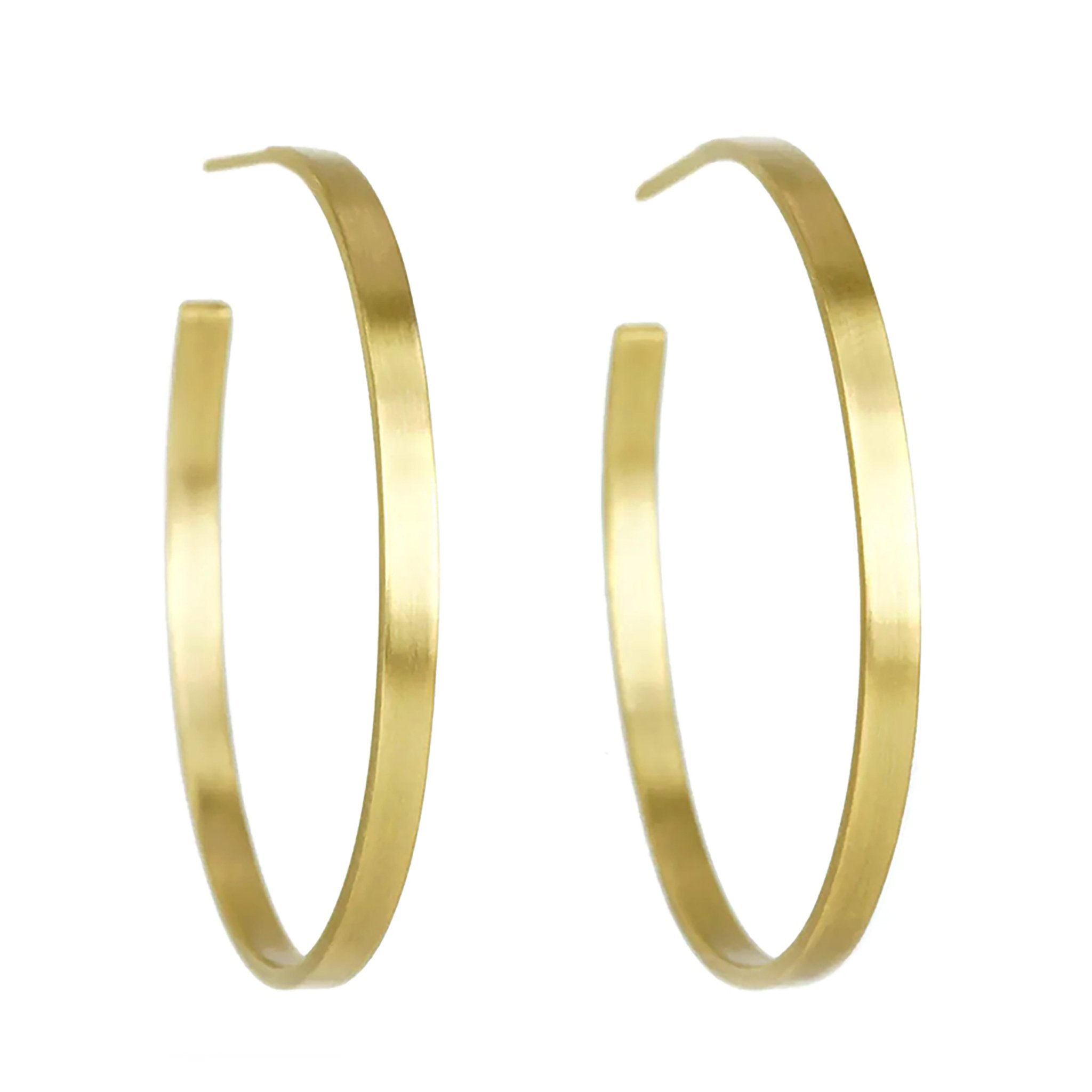 18K Gold &quot;Flat Profile&quot; Handmade Hoops - Peridot Fine Jewelry - Caroline Ellen