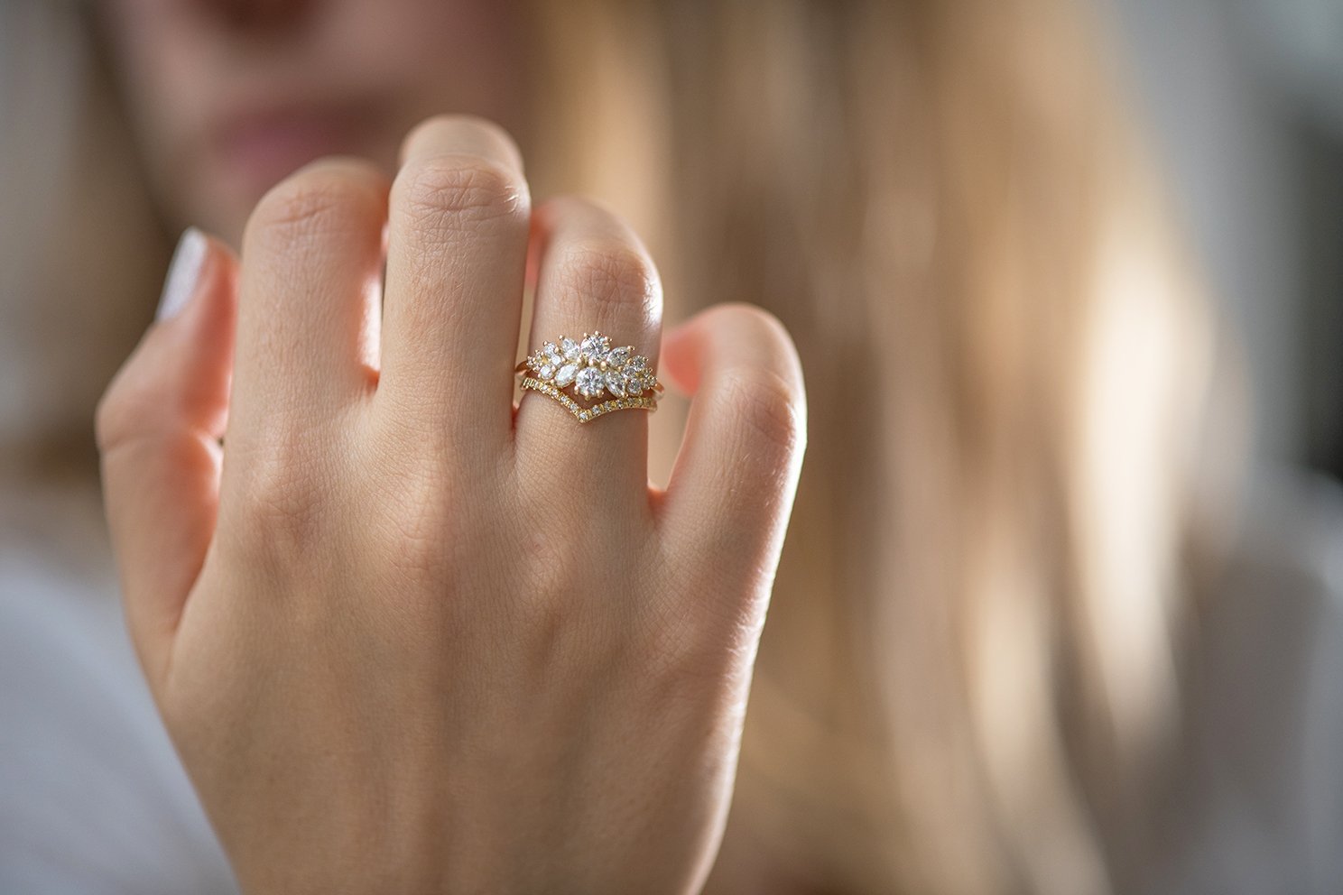 Artemer Gold &quot;Flora&quot; Cluster Ring with Round &amp; Marquise Diamonds