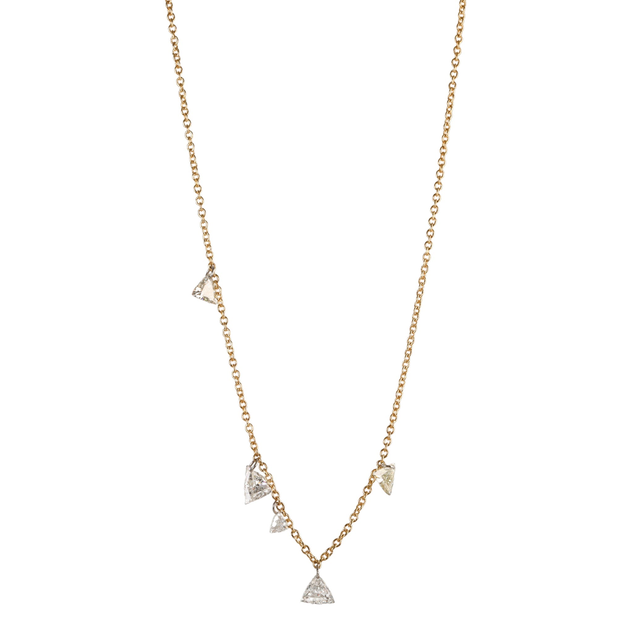 18K Gold Free-Set Trillion Diamond Necklace - Peridot Fine Jewelry - TAP by Todd Pownell