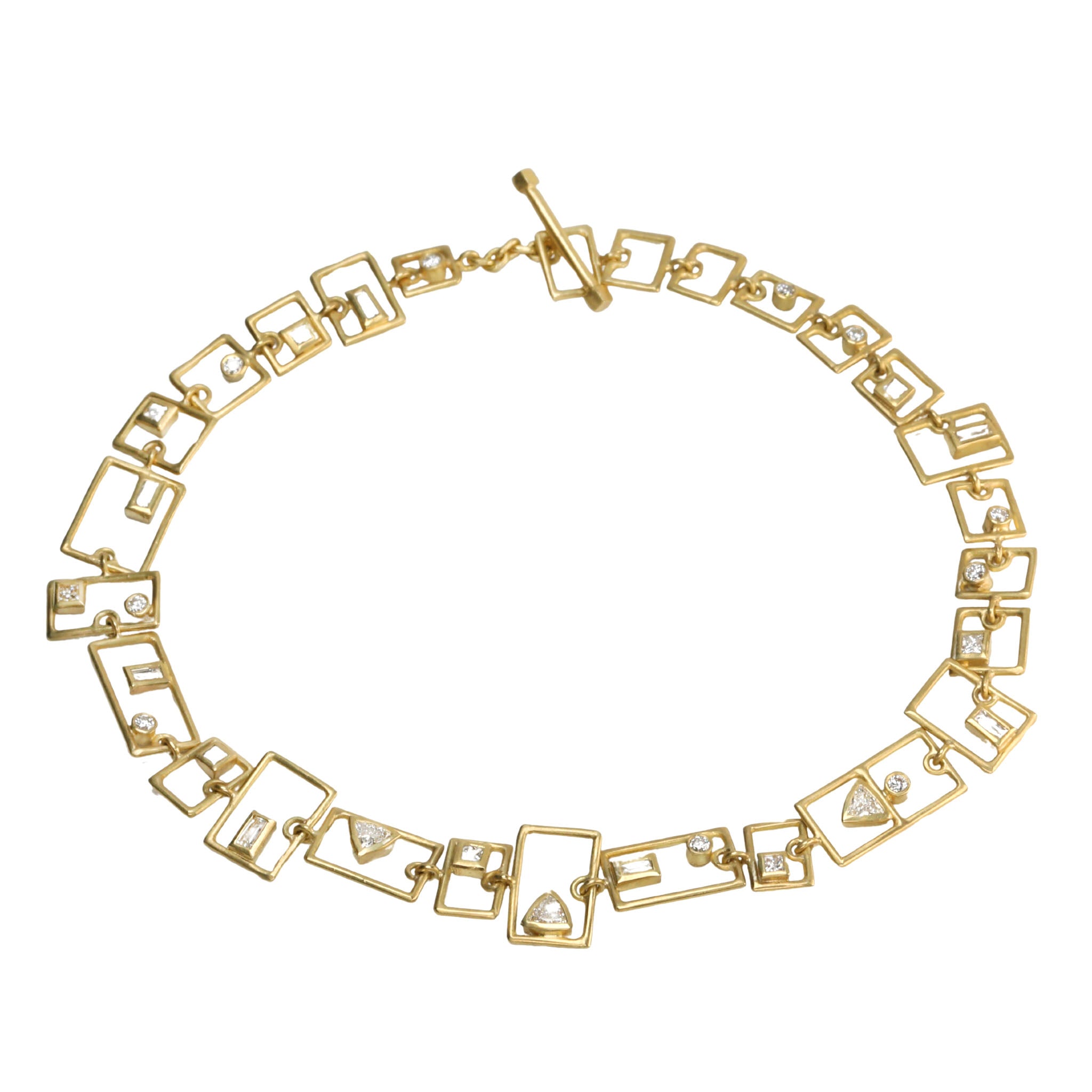 18K Gold &quot;Grid Layout&quot; Bezel-Set Diamond Bracelet - Peridot Fine Jewelry - Kothari