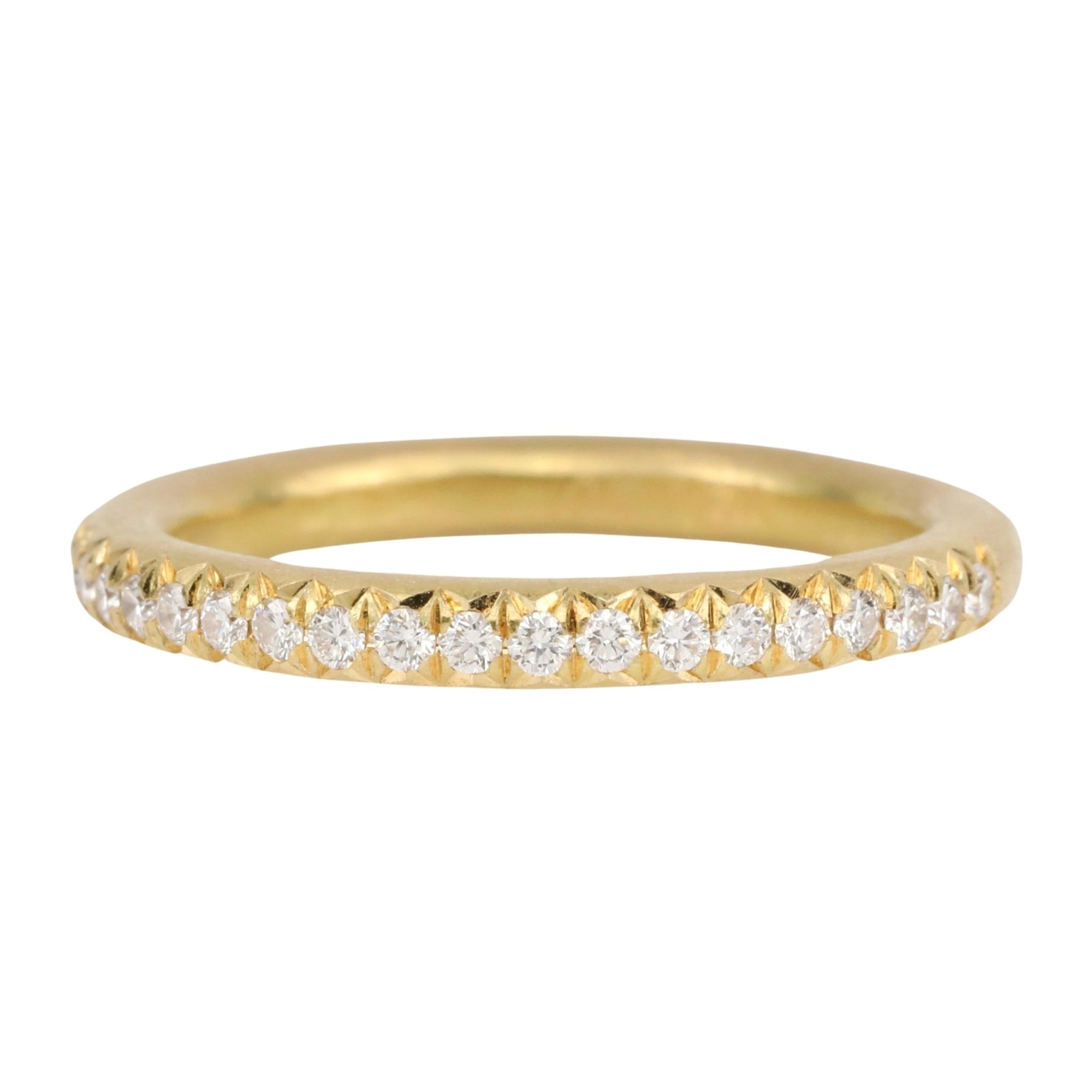 Annie Fensterstock Gold &quot;Half Glitter&quot; Band with Pave Diamonds