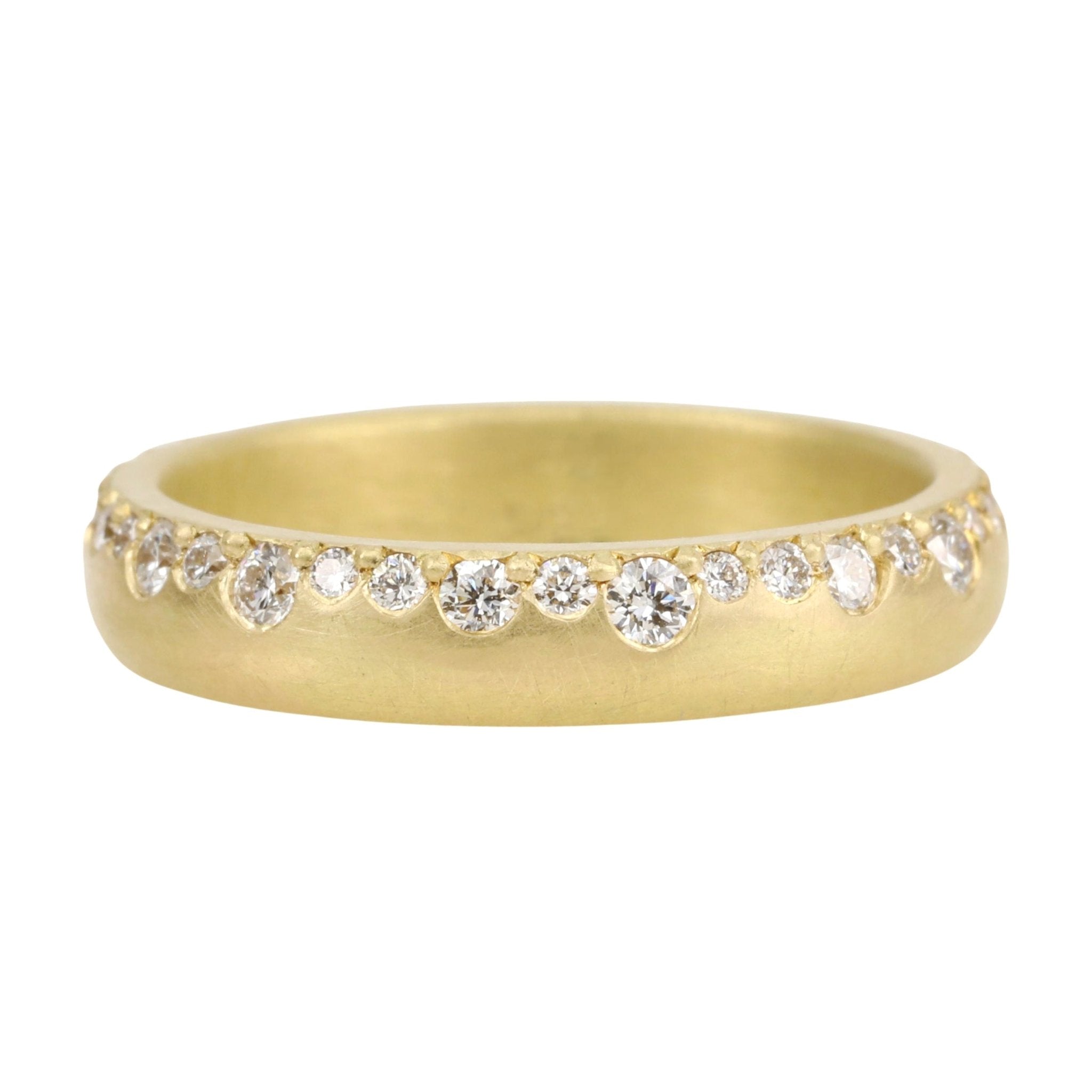 Annie Fensterstock Gold Half Rounded Band with Brilliant Diamonds
