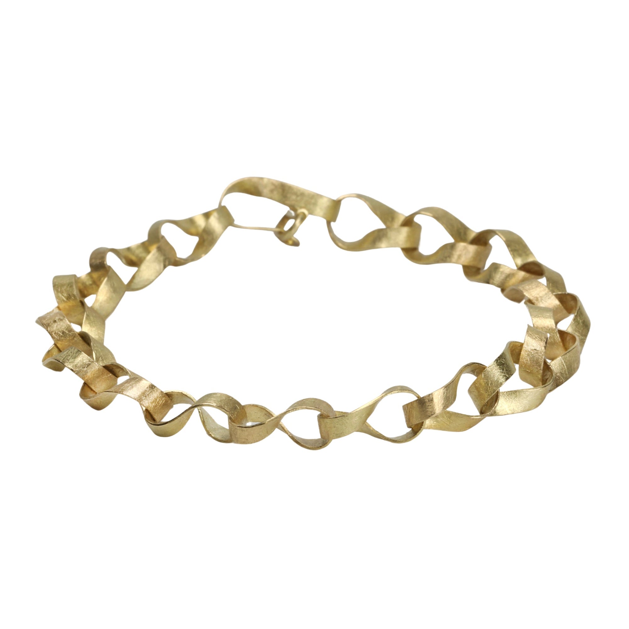 18K Gold Handmade &quot;Mobius&quot; Link Bracelet - Peridot Fine Jewelry - Petra Class