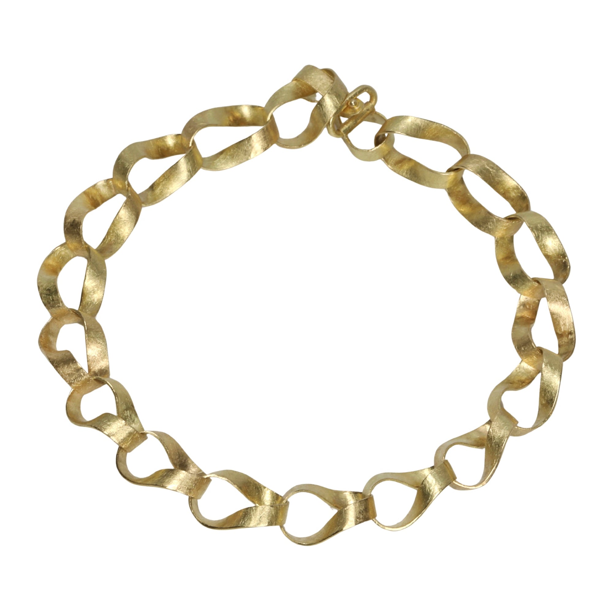 18K Gold Handmade &quot;Mobius&quot; Link Bracelet - Peridot Fine Jewelry - Petra Class