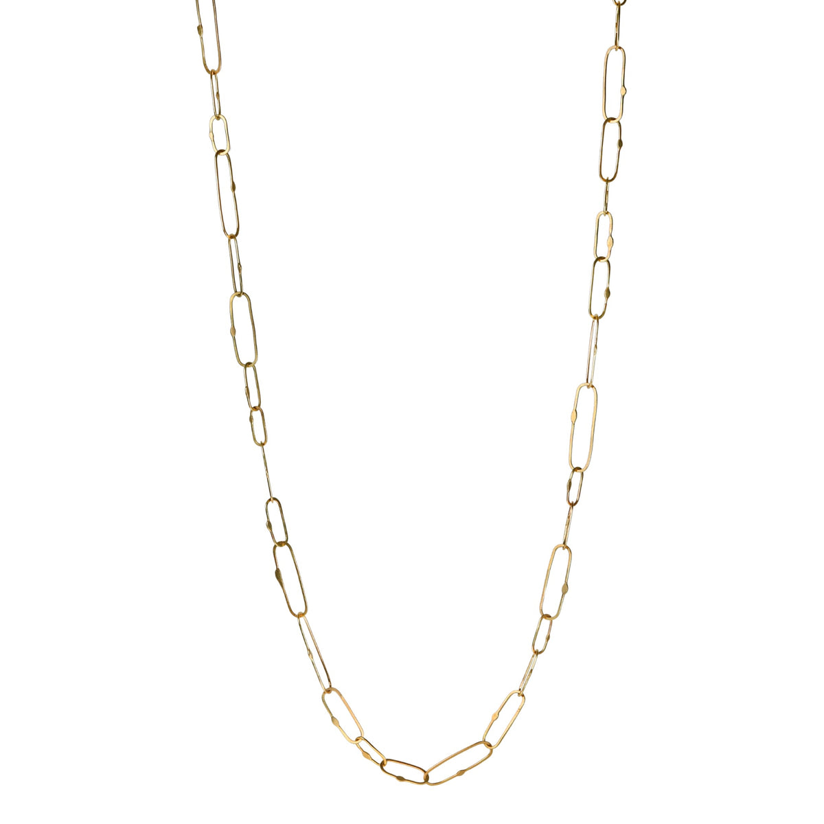 18K Gold Handmade Varied "Stretched" Link Chain - 18" Length - Peridot Fine Jewelry - Petra Class