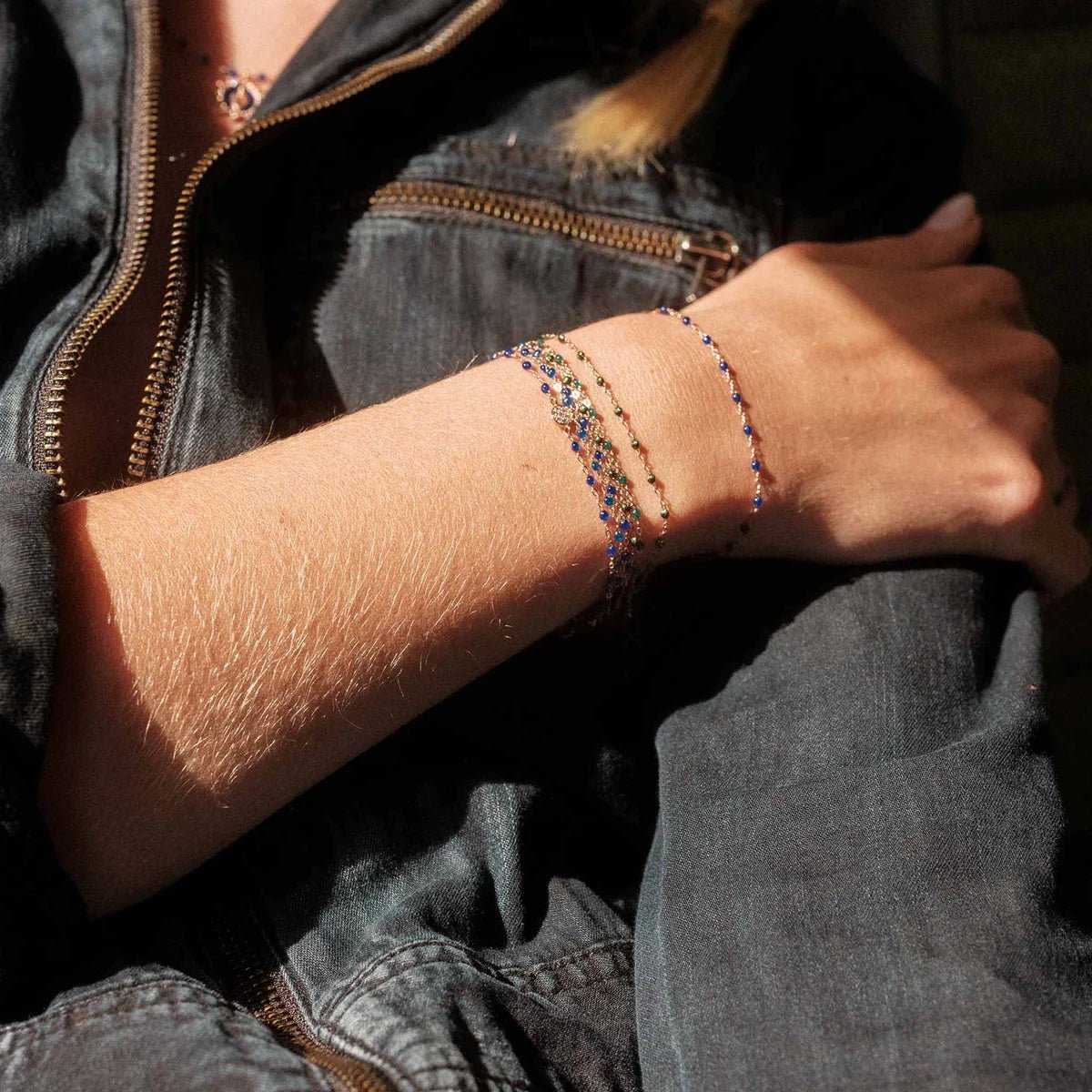 Gigi Clozeau 18K Gold Lapis Blue Resin Beaded "Classic" Bracelet