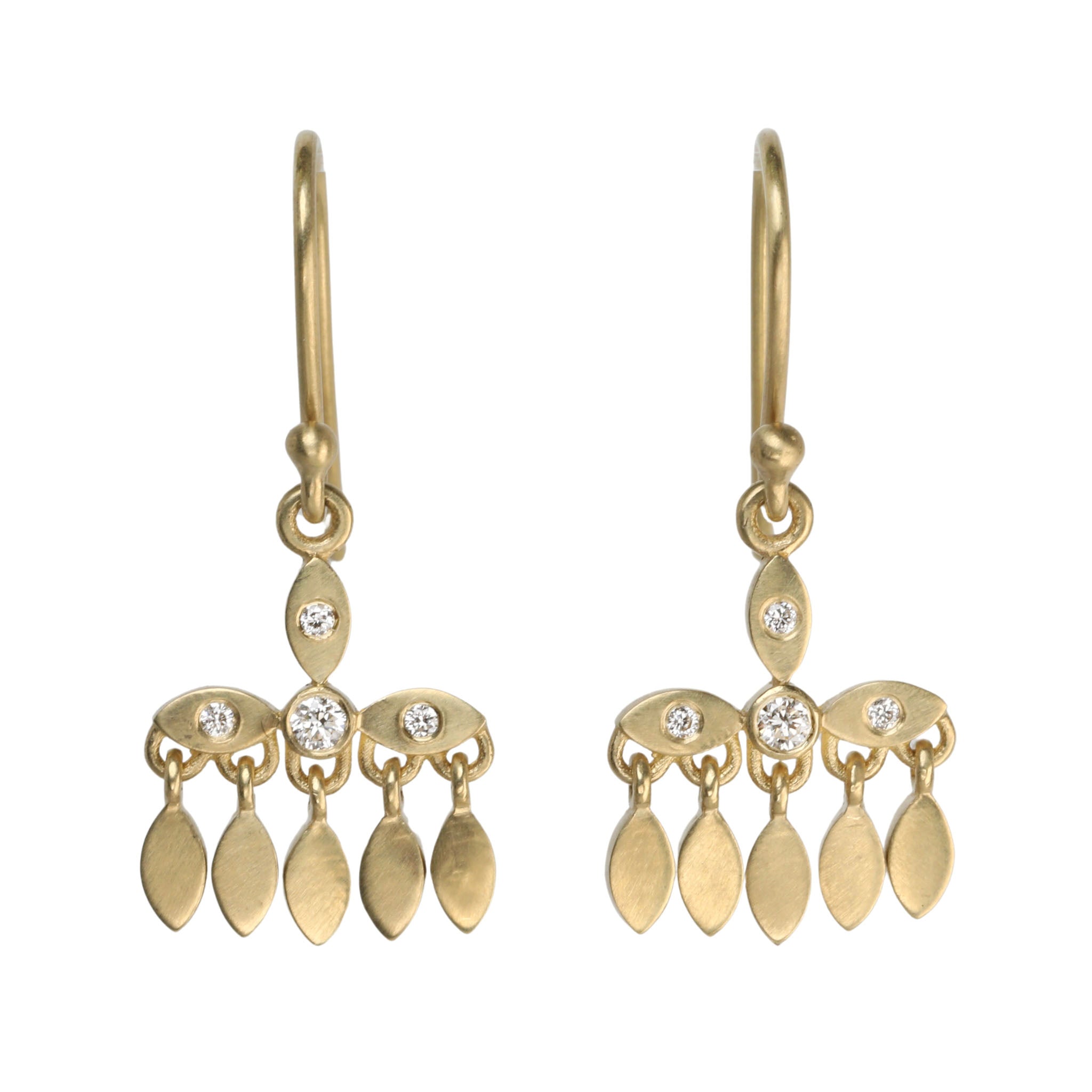 18K Gold Marquise &quot;Mini Chandelier&quot; Earrings with Diamond Details - Peridot Fine Jewelry - Kothari