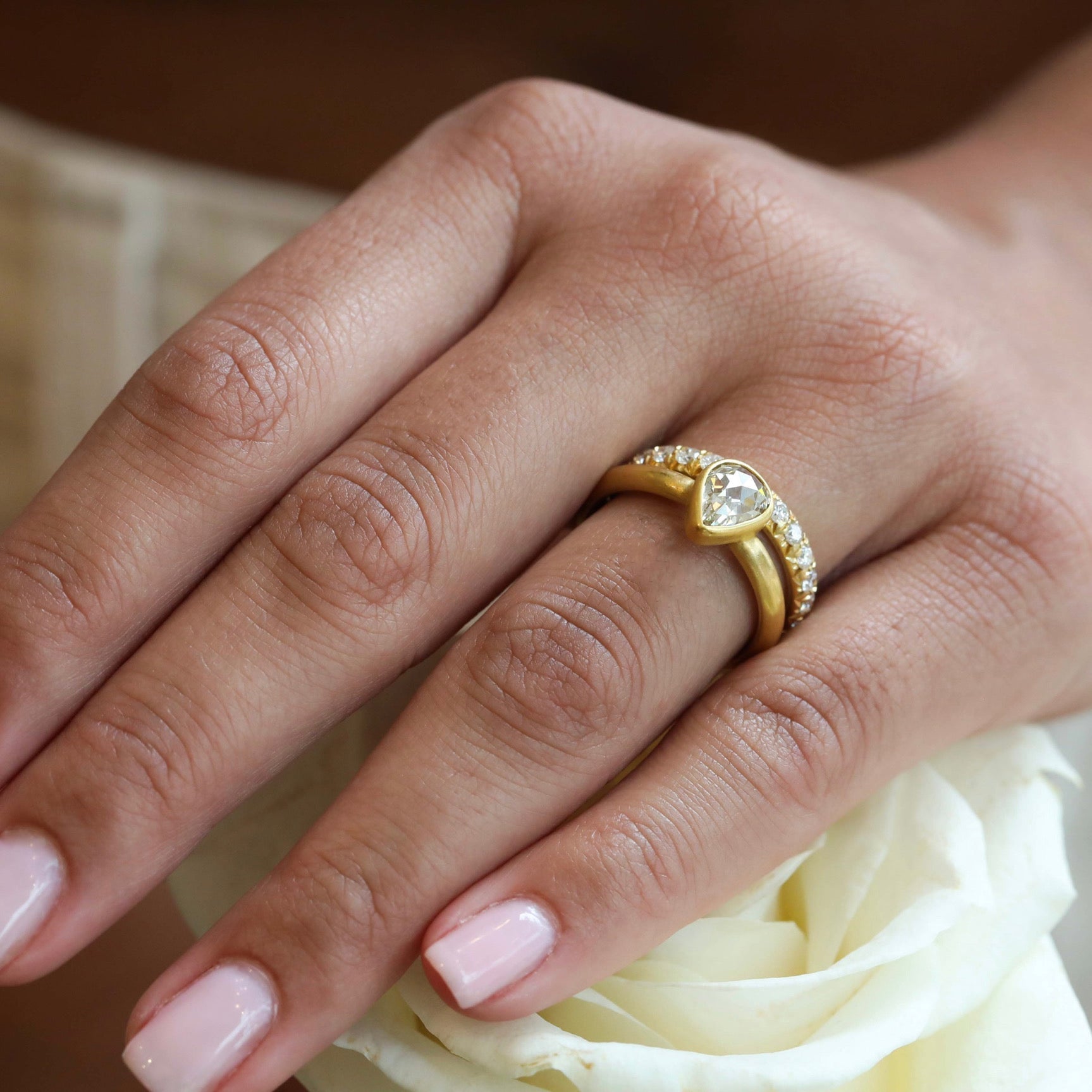 Caroline Ellen 18K Gold &amp; Pave Diamond Rounded Band