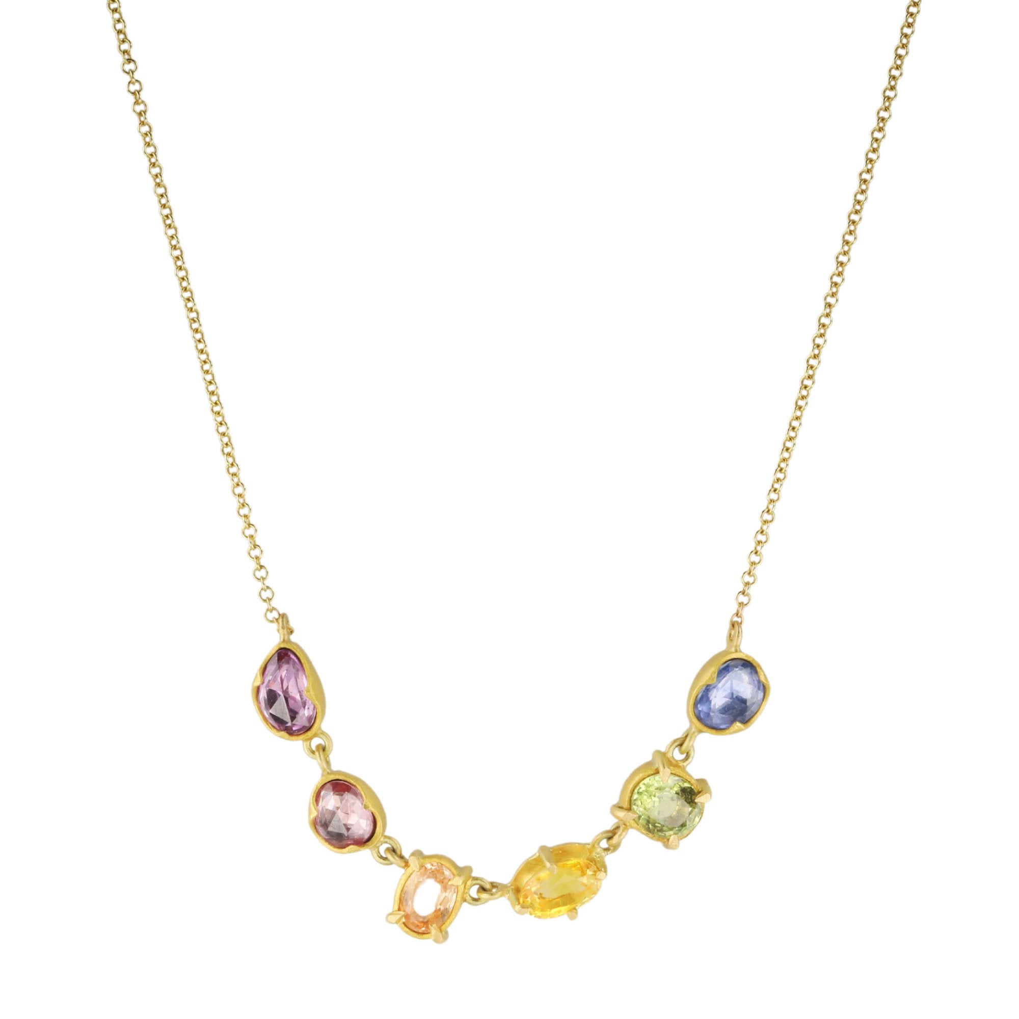 18K Gold &amp; Prong-Set Rainbow Sapphire Necklace