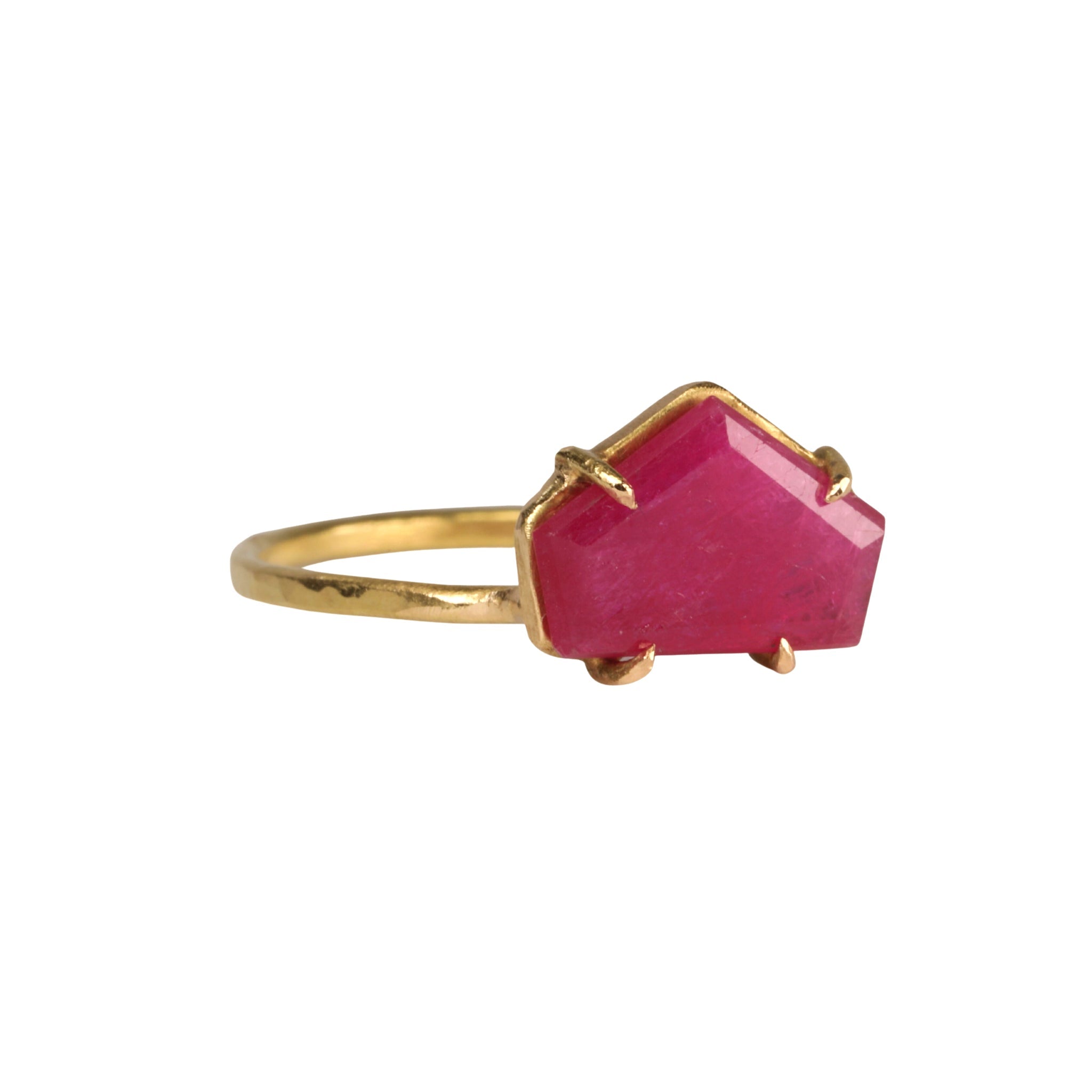 18K Gold Prong-Set Ruby Slice &quot;Mini Gem&quot; Ring - Peridot Fine Jewelry - Rosanne Pugliese