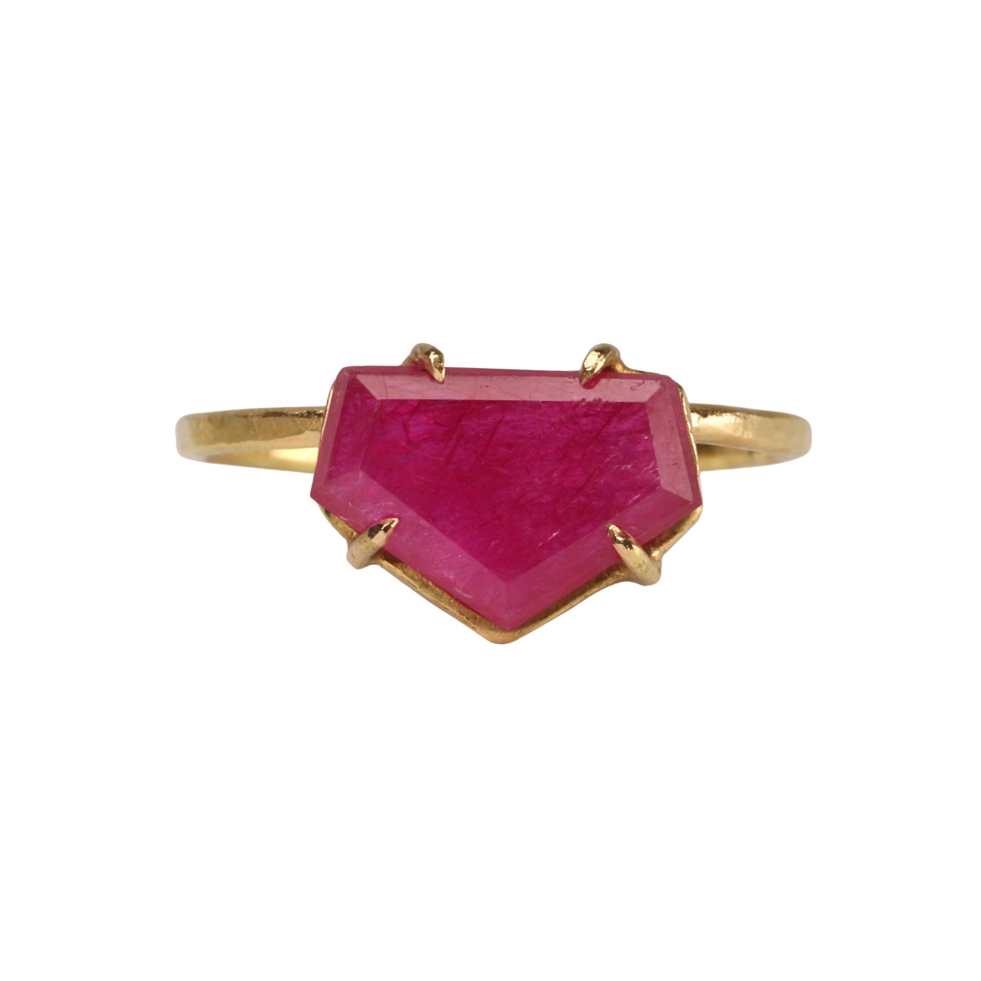 18K Gold Prong-Set Ruby Slice &quot;Mini Gem&quot; Ring - Peridot Fine Jewelry - Rosanne Pugliese