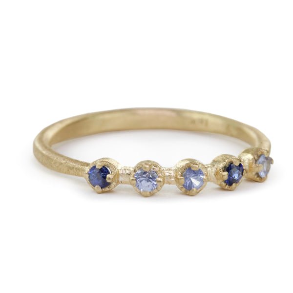 Yasuko Azuma Gold and Five Blue Sapphire Ring