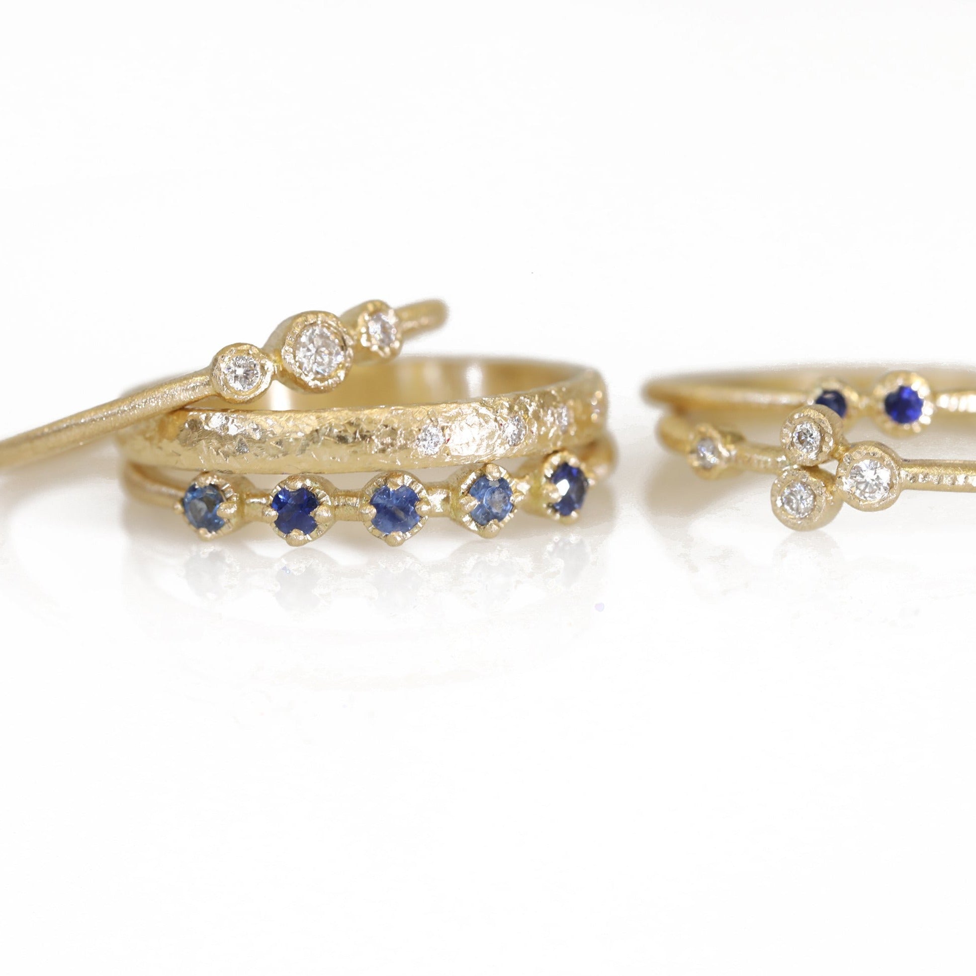 Yasuko Azuma Gold and Five Blue Sapphire Ring