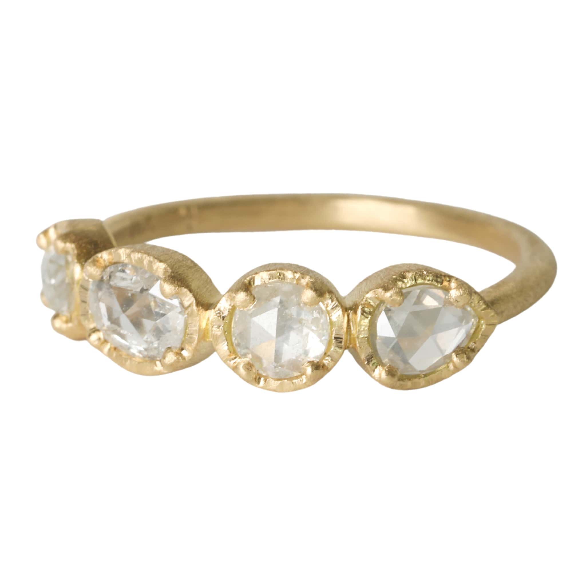 Yasuko Azuma 18K Gold Ring with Four Prong-Set Colorless Diamonds