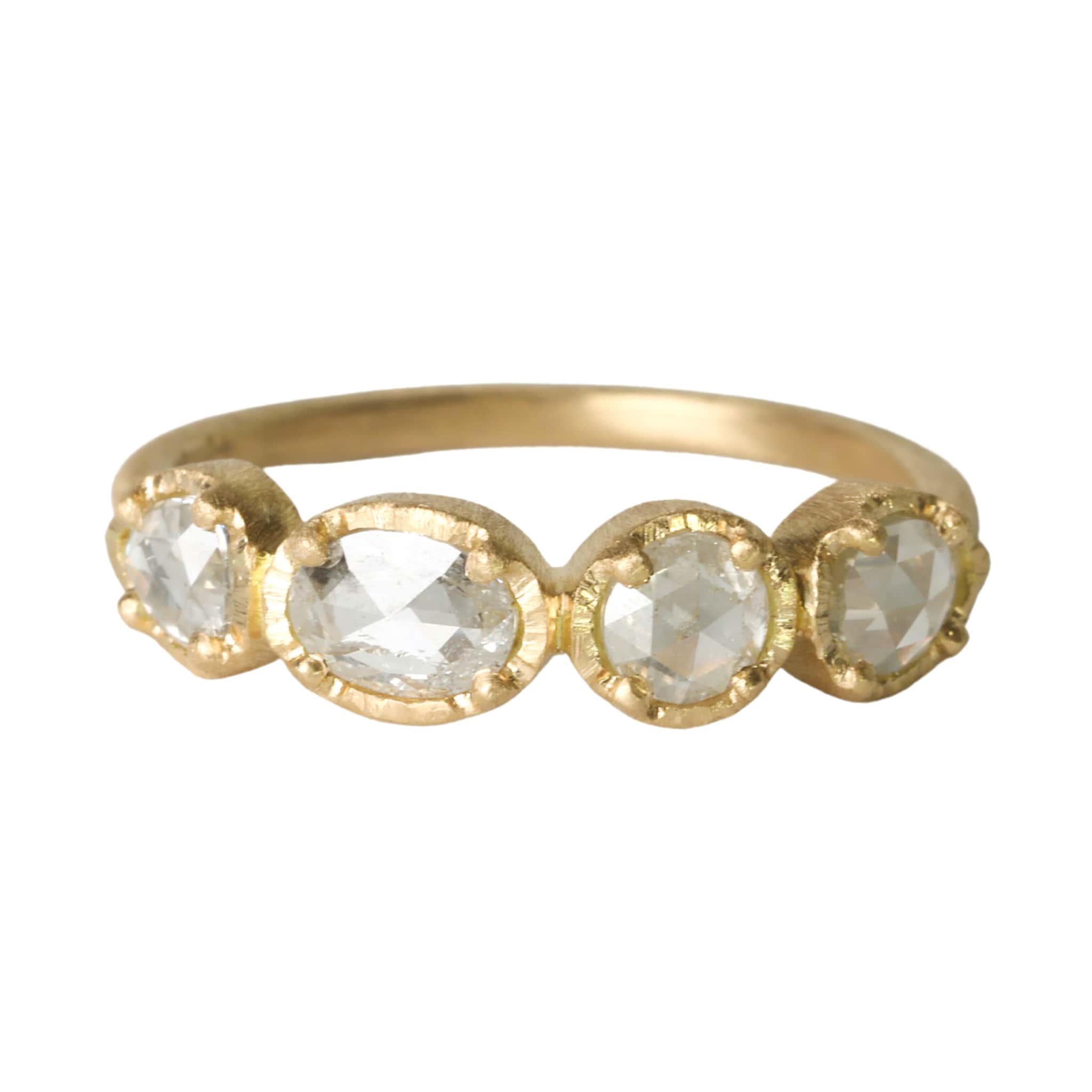 Yasuko Azuma 18K Gold Ring with Four Prong-Set Colorless Diamonds