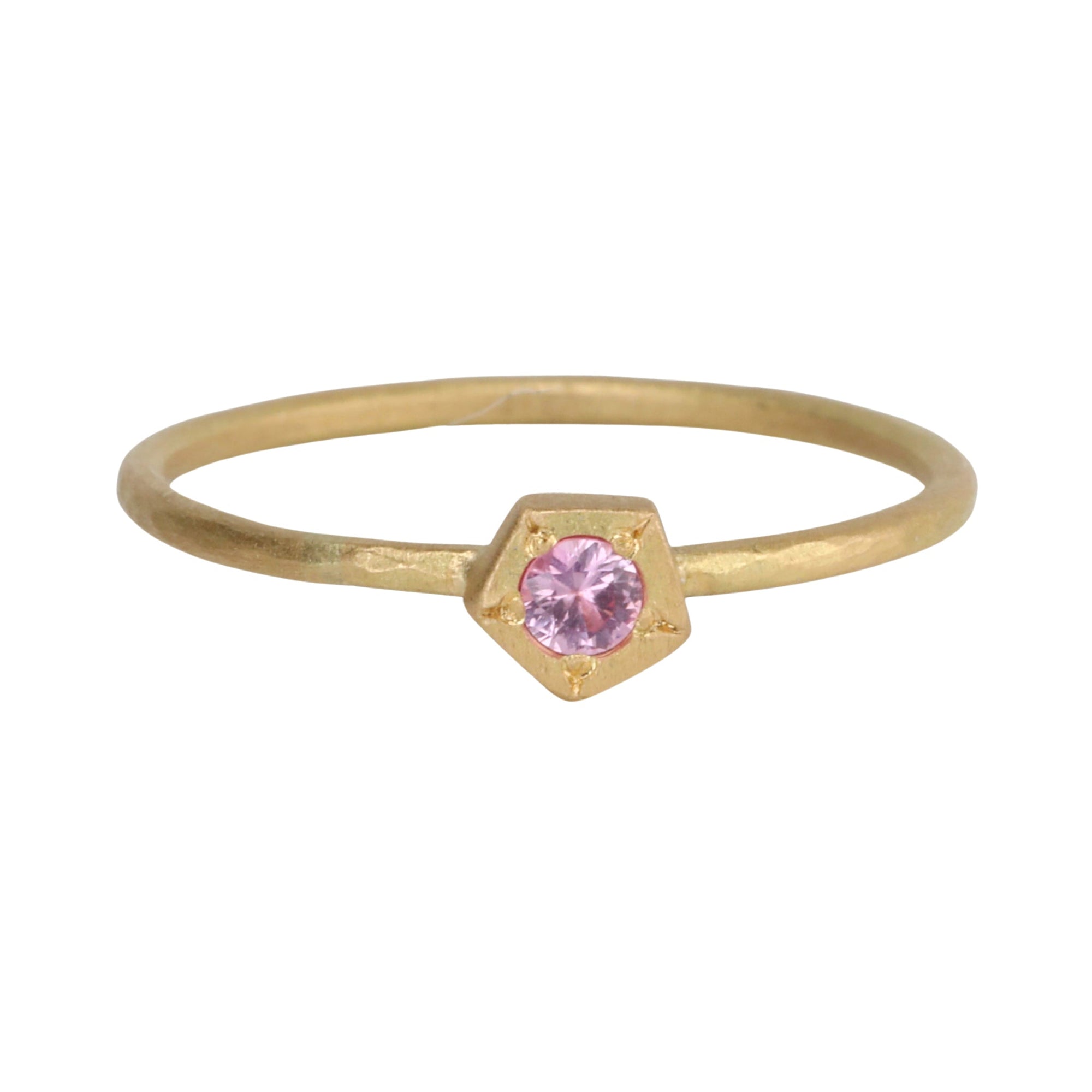18K Gold &quot;Rock&quot; Ring with Bezel-Set Pink Sapphire - Peridot Fine Jewelry - Annie Fensterstock