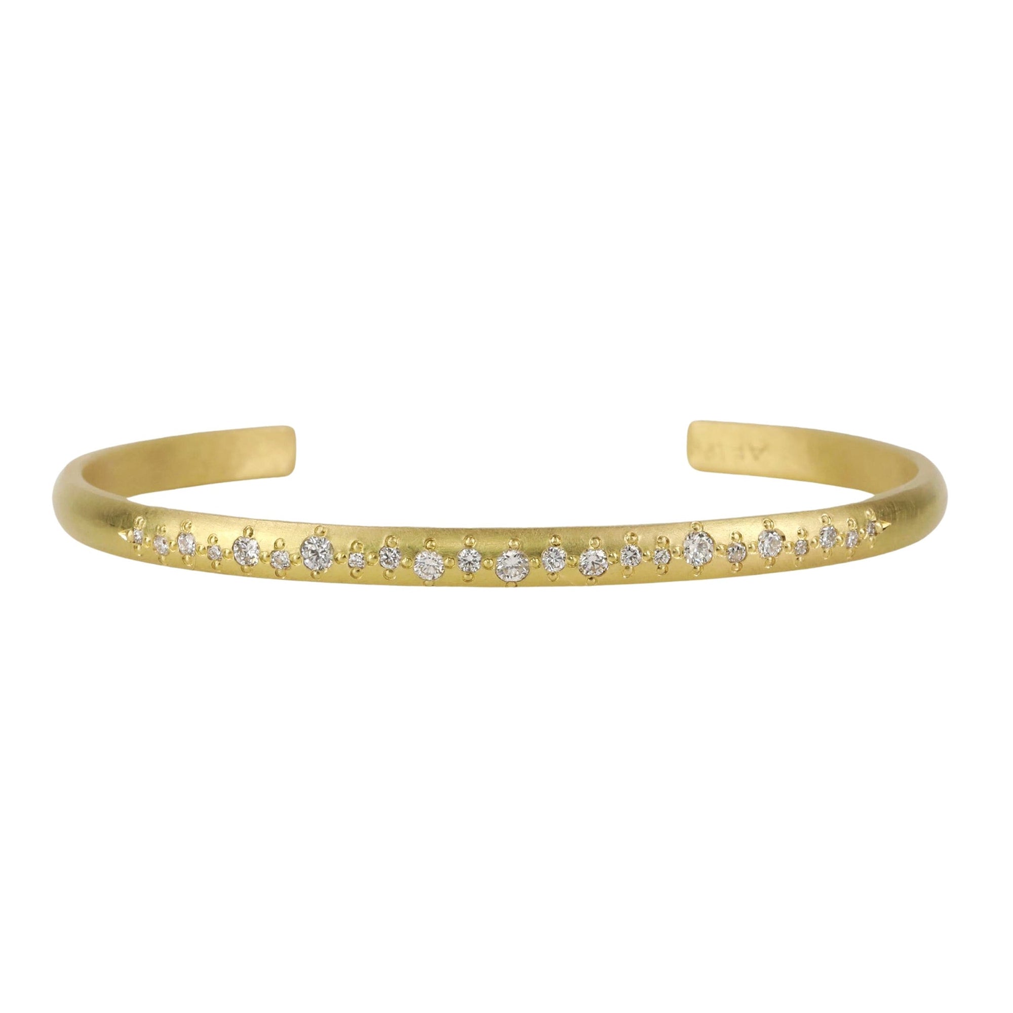 18K Gold Rounded Cuff with Diamonds