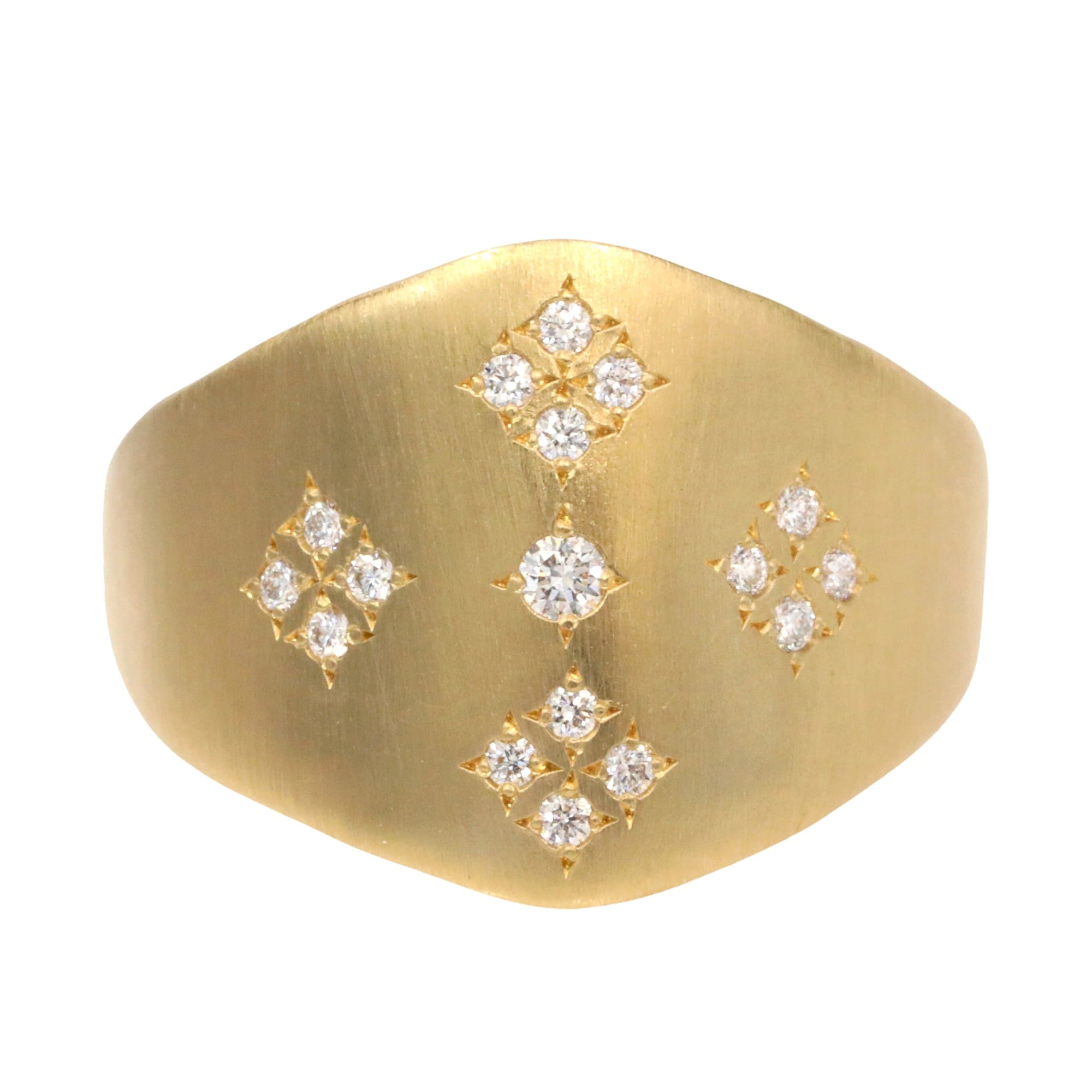 18K Gold &quot;Sierra&quot; Shield Diamond Ring - Peridot Fine Jewelry - Adel Chefridi