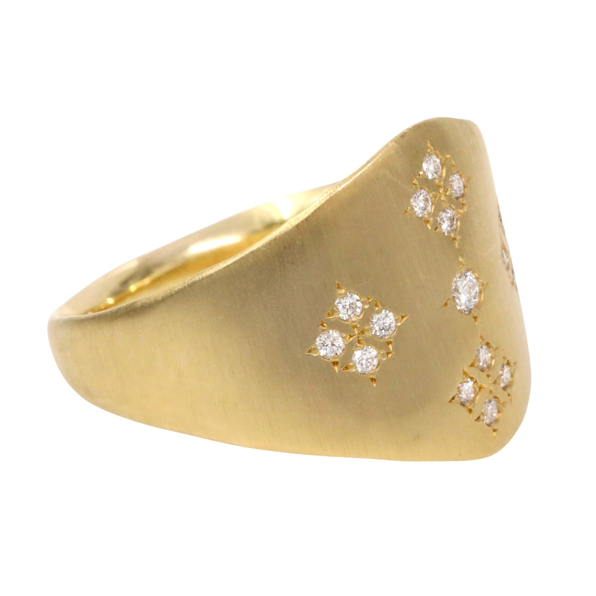 18K Gold &quot;Sierra&quot; Shield Diamond Ring - Peridot Fine Jewelry - Adel Chefridi
