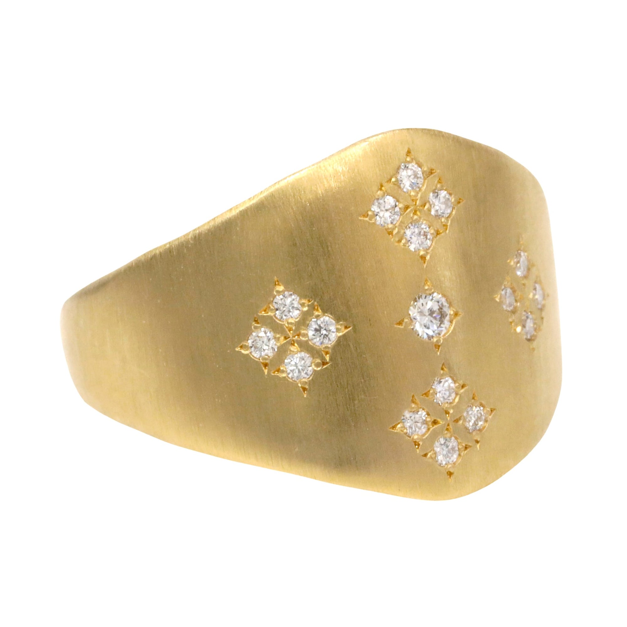 18K Gold &quot;Sierra&quot; Shield Diamond Ring - Peridot Fine Jewelry - Adel Chefridi