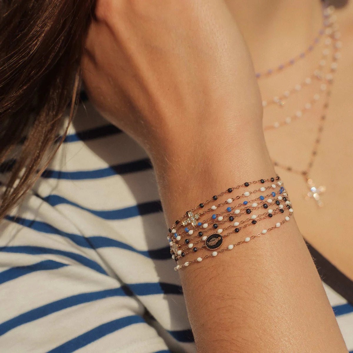 Gigi Clozeau 18K Gold Sky Blue Resin Beaded "Classic" Bracelet