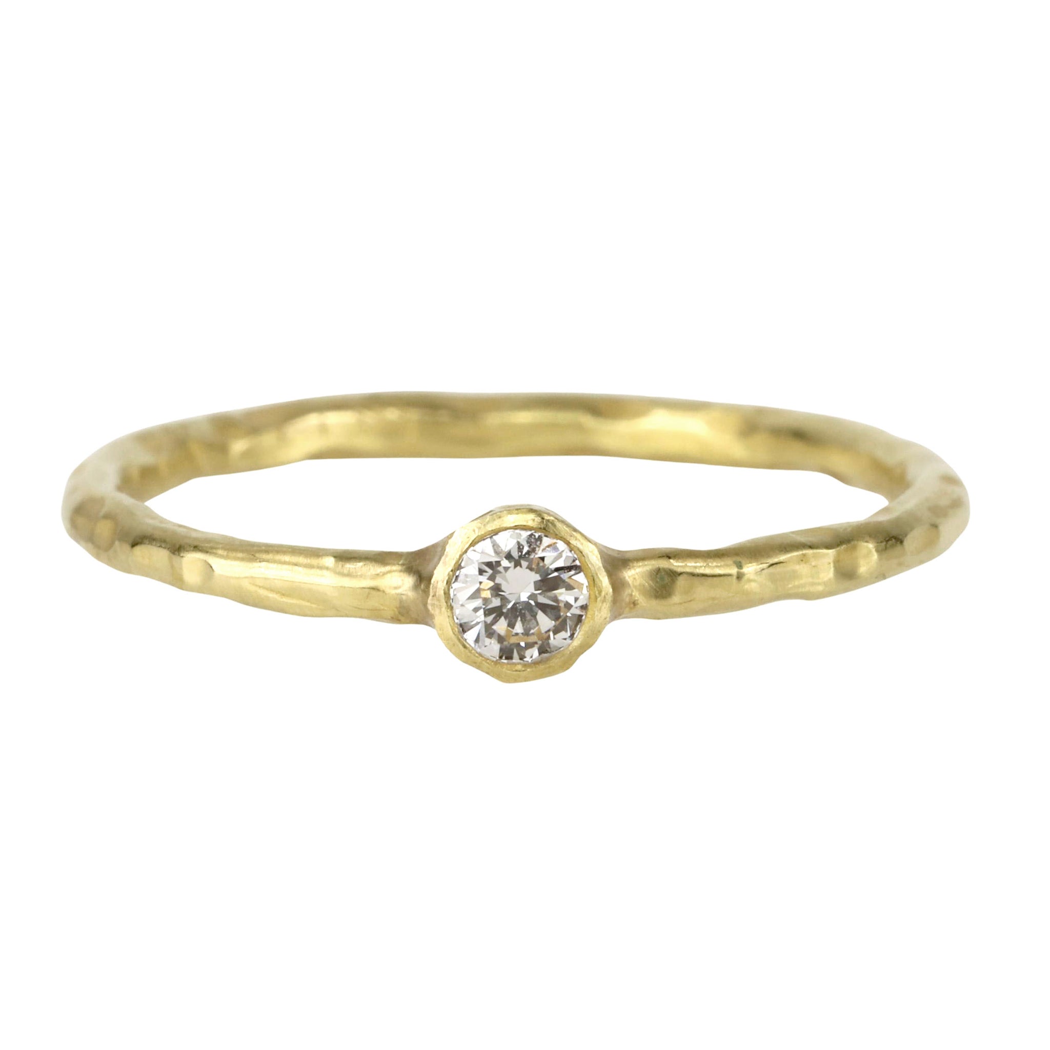 18K Gold Stacking Ring with Round Full Cut White Diamond