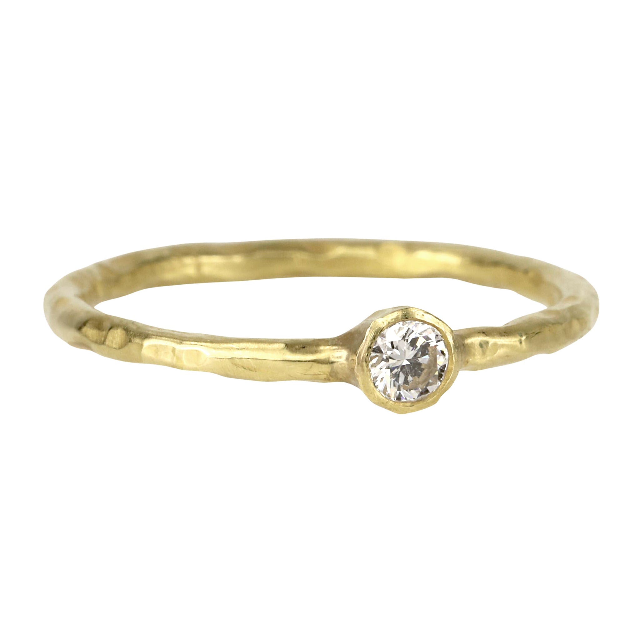 18K Gold Stacking Ring with Round Full Cut White Diamond