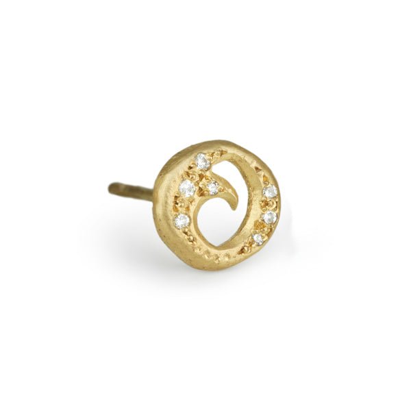 Annie Fensterstock Swirl &quot;Stud&quot; Earring with Diamonds