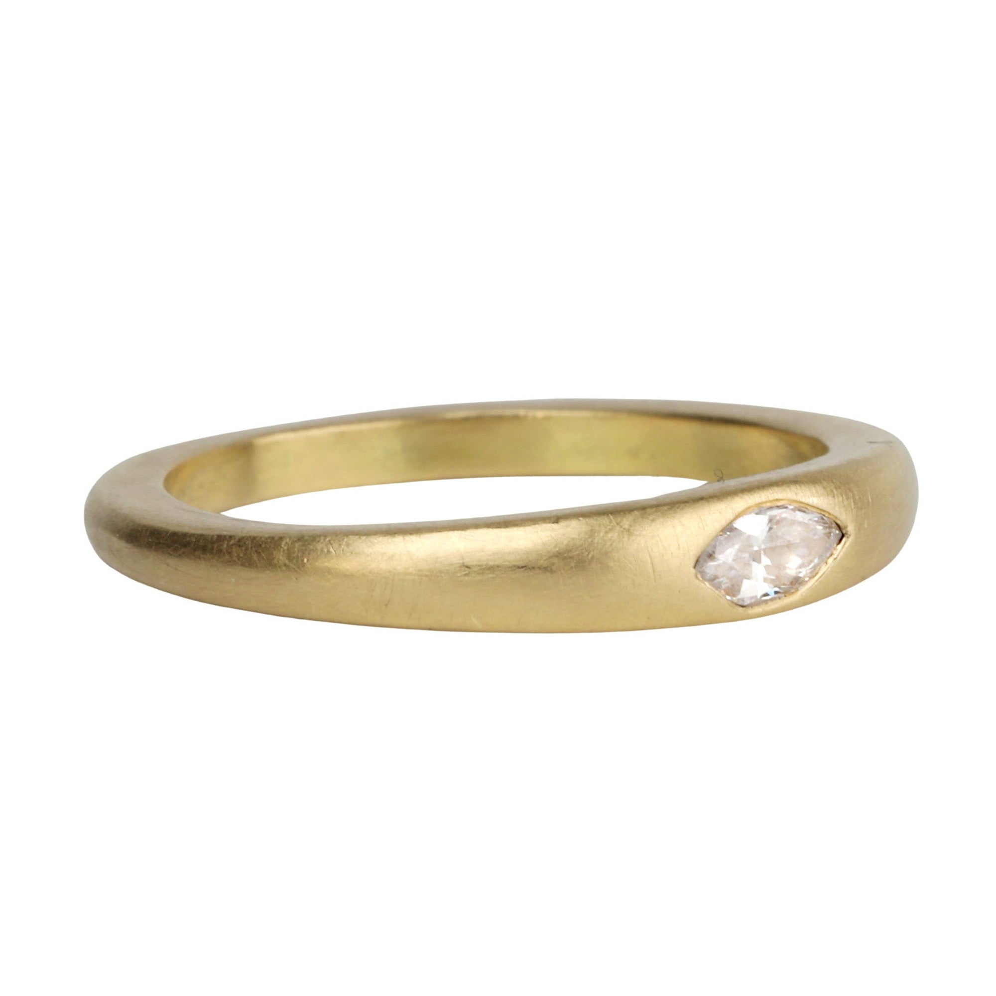 18K Gold Tapered Half-Round Marquise Diamond Band - Peridot Fine Jewelry - Annie Fensterstock