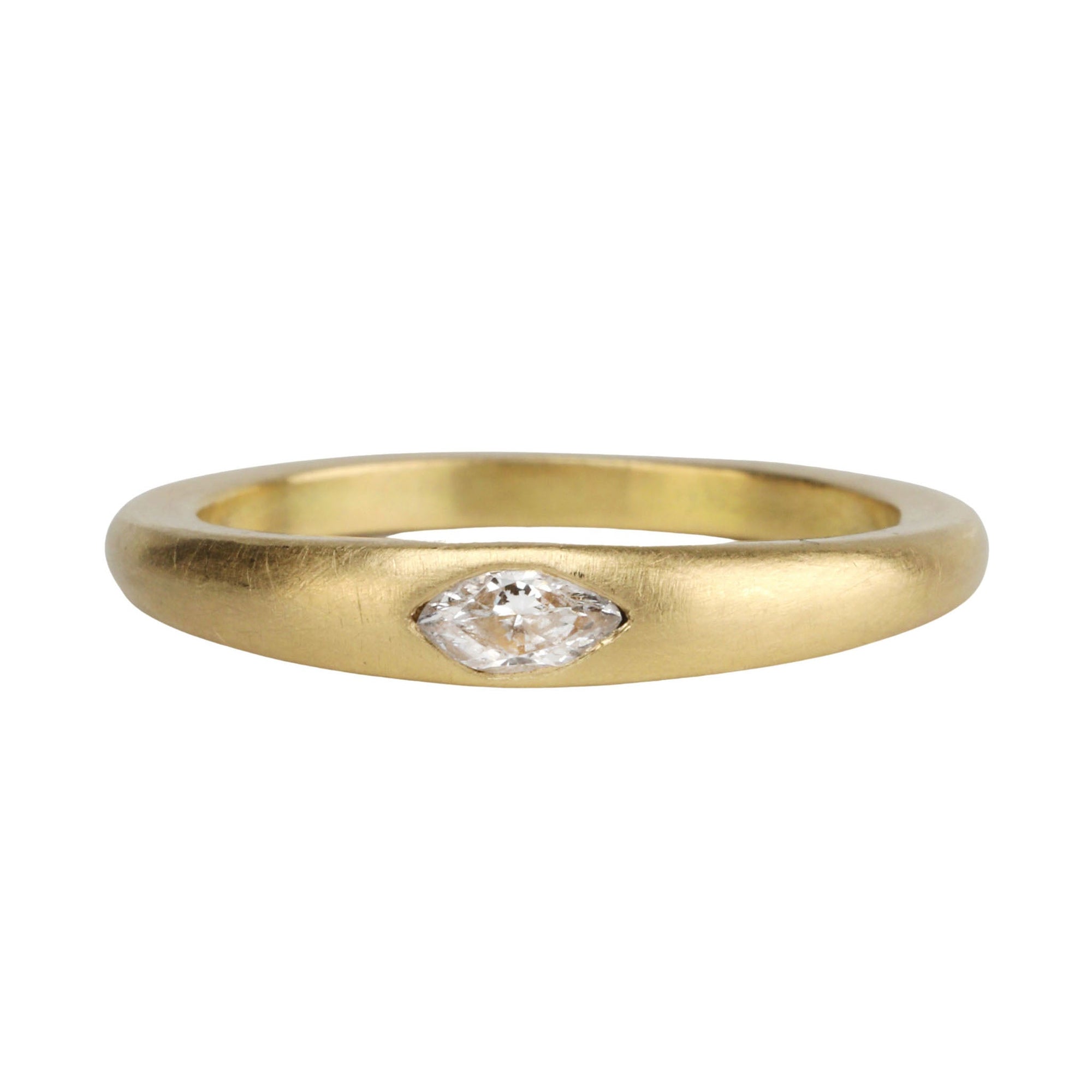 18K Gold Tapered Half-Round Marquise Diamond Band - Peridot Fine Jewelry - Annie Fensterstock