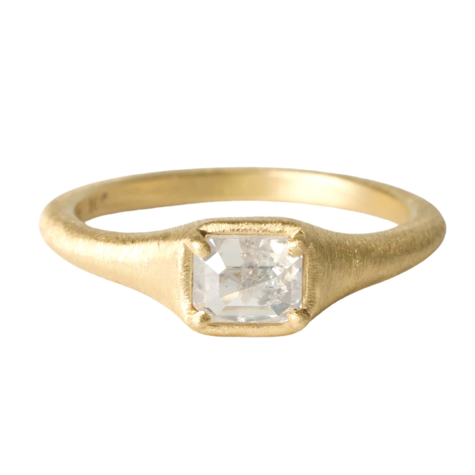 Yasuko Azuma 18K Gold Tapered &quot;Zen&quot; Ring with Icy Grey Diamond