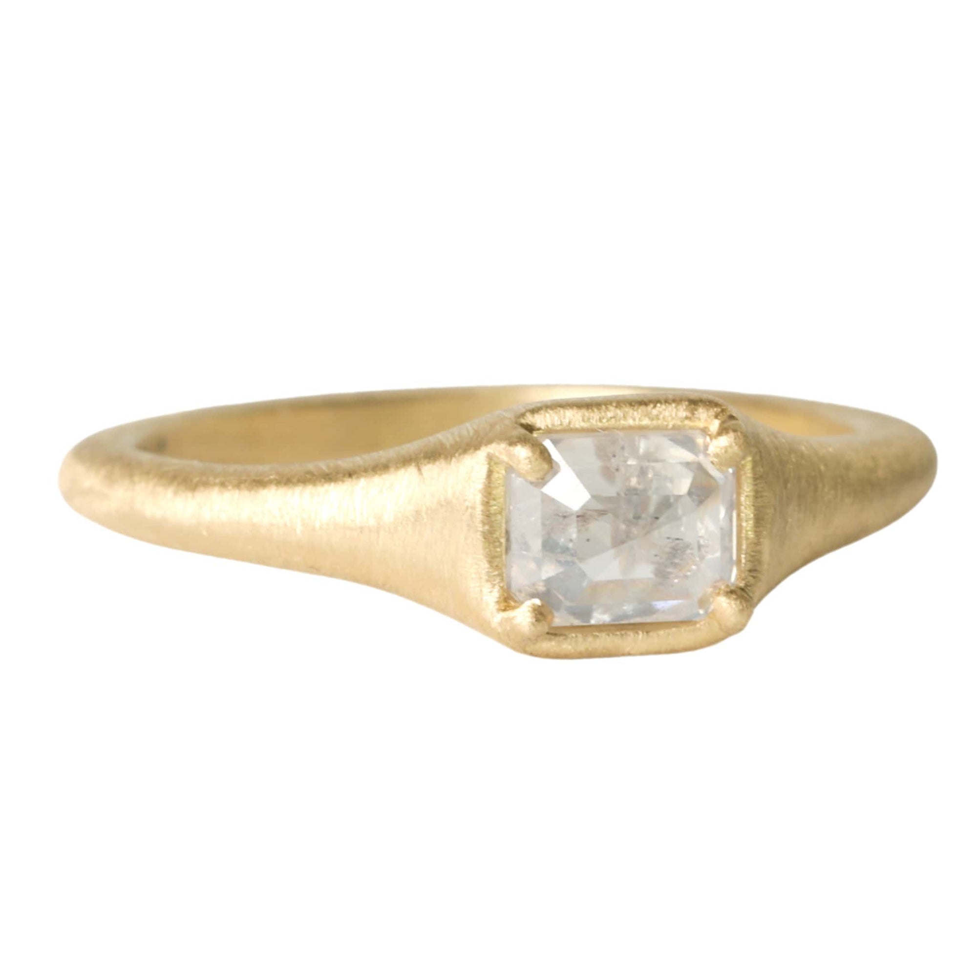 Yasuko Azuma 18K Gold Tapered "Zen" Ring with Icy Grey Diamond