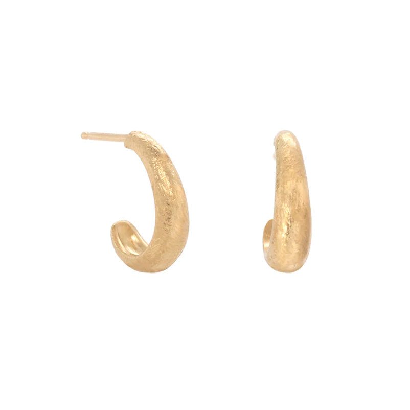 18K Gold Teardrop &quot;Boulder&quot; Hoop Earrings - Peridot Fine Jewelry - Anne Sportun