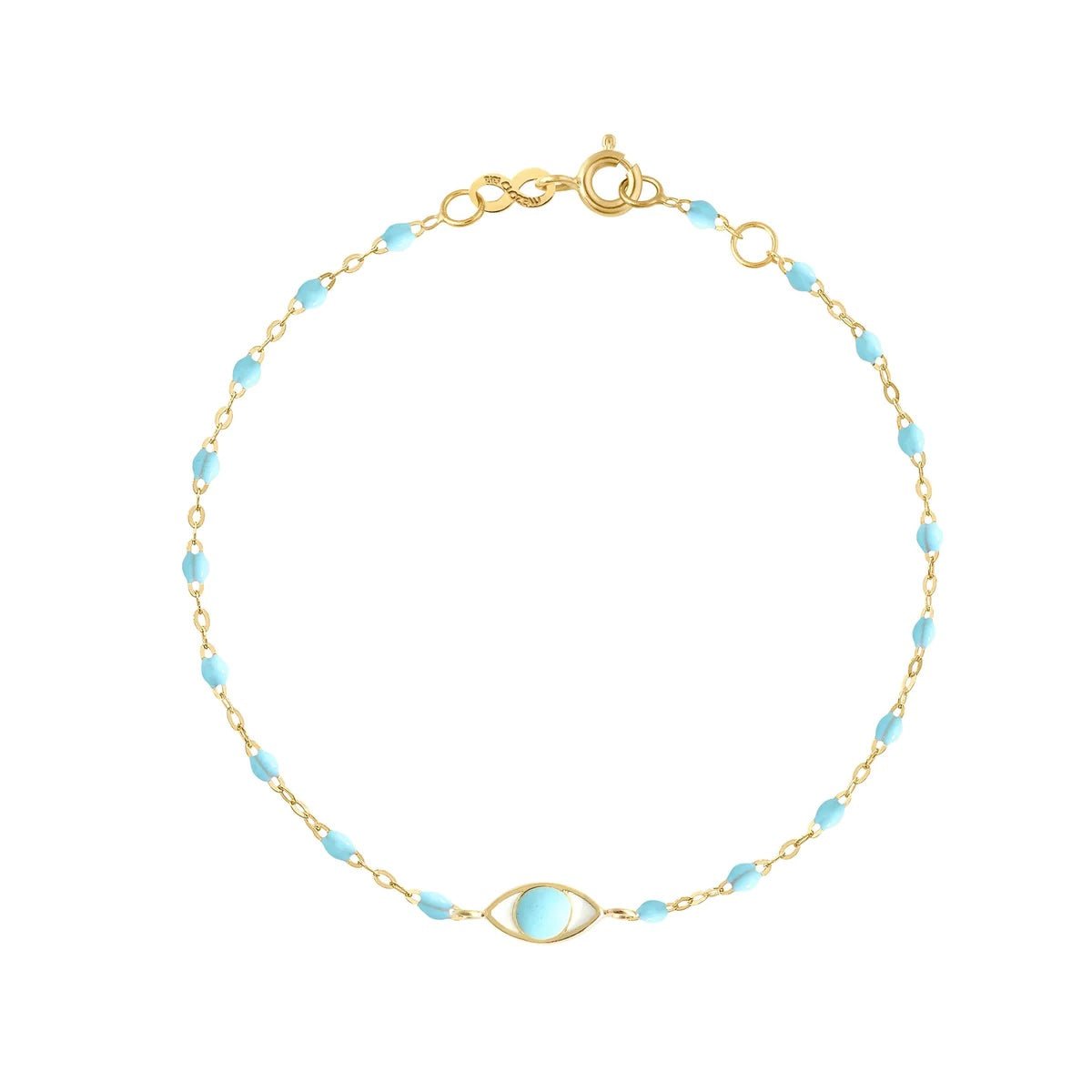 18K Gold &amp; Turquoise Enamel &quot;Classic Eye&quot; Bracelet - Peridot Fine Jewelry - Gigi Clozeau